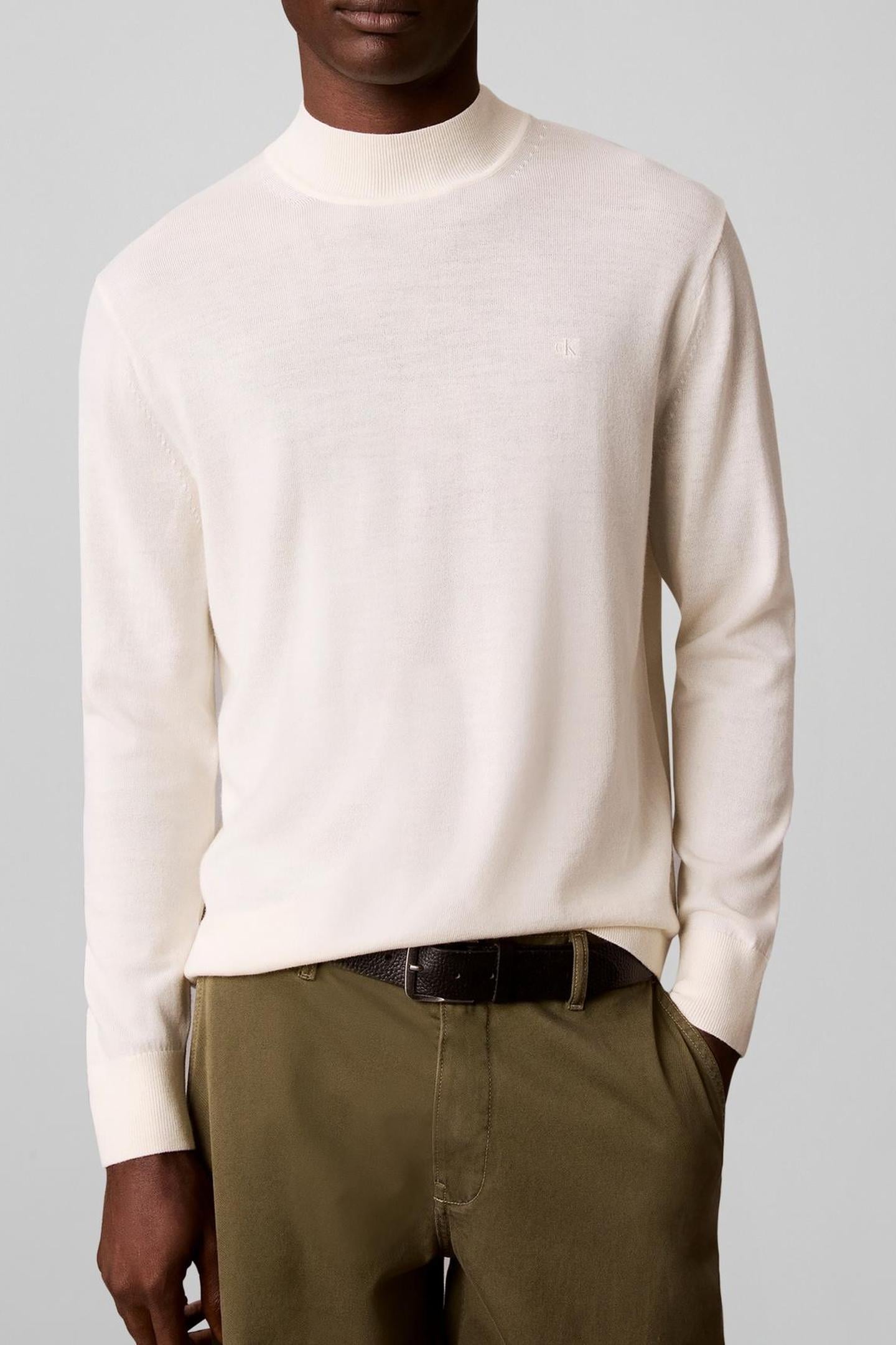 LS MERINO MOCK NECK ANTIQUE WHITE 1