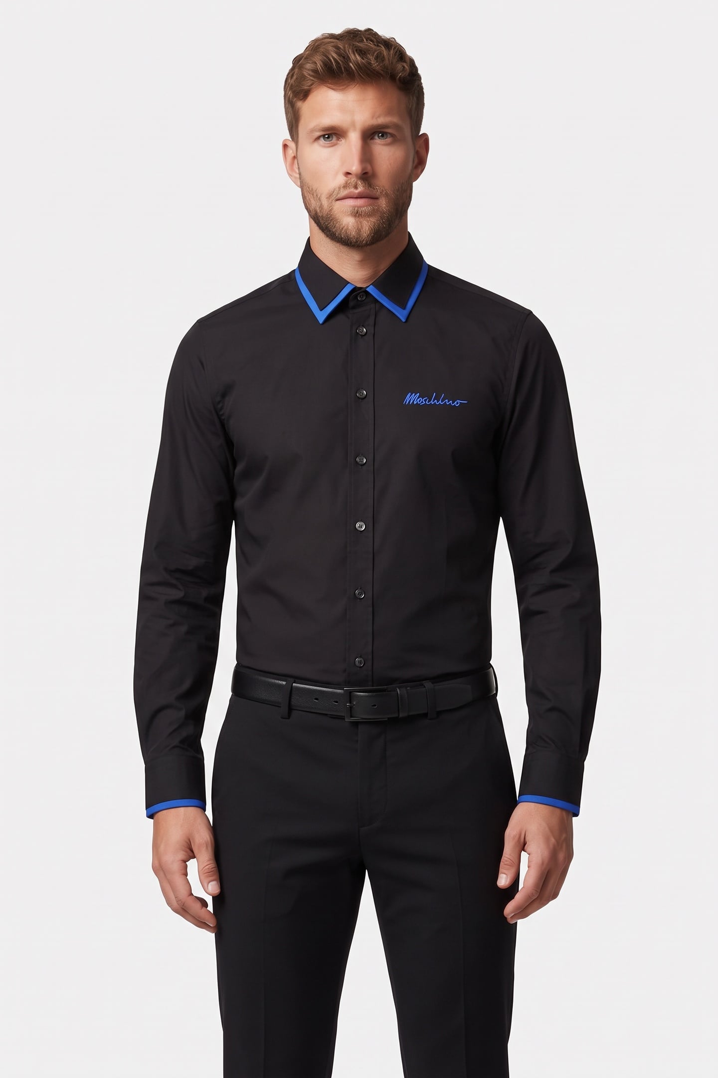 CONTRASTING LAYERS POPLIN SHIRT BLACK 1
