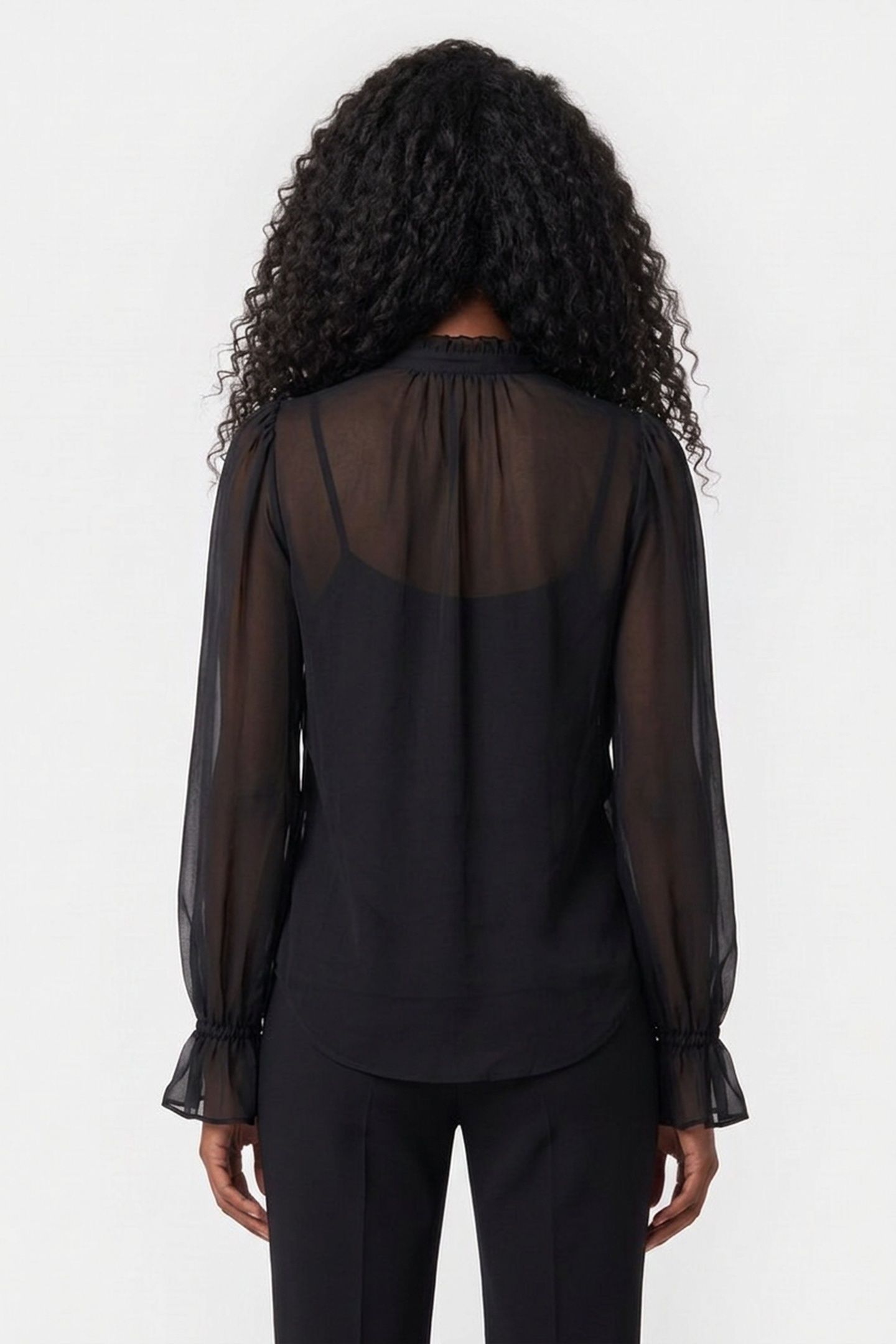 SILK CHIFFON SHIRT BLACK 2