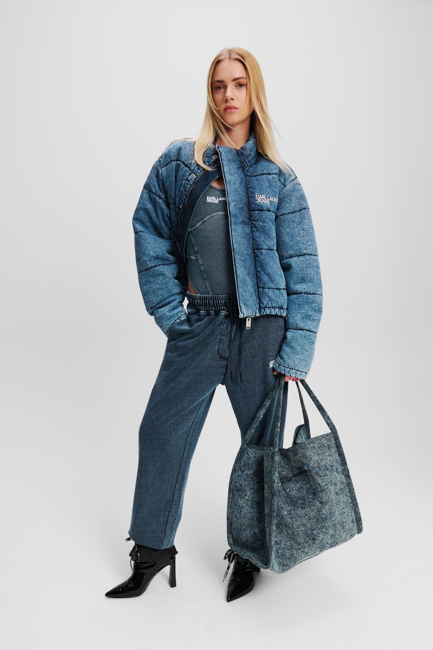 KLJ DENIM PUFFER ACID WASHED BLUE 1