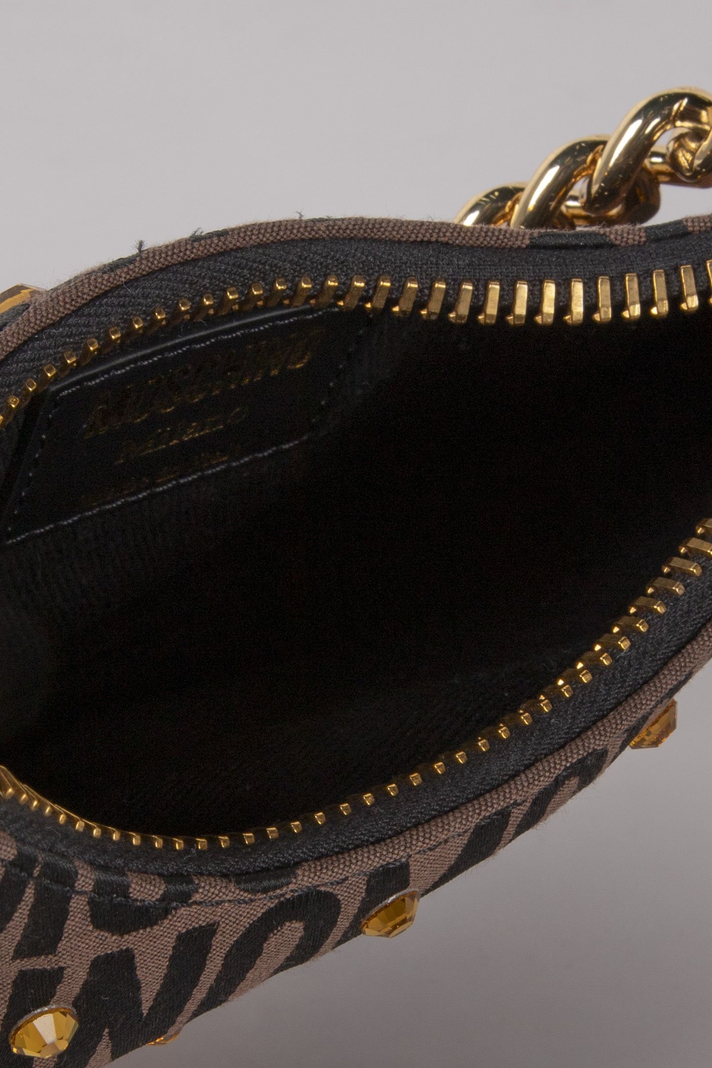 ALLOVER LOGO MINI BAG WITH RHINESTONES BROWN 4