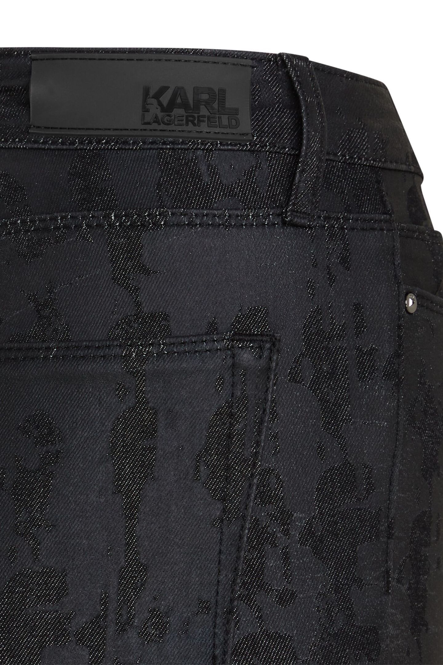AOP SKINNY DENIM PANTS BLACK COATED KARL HEADS 8