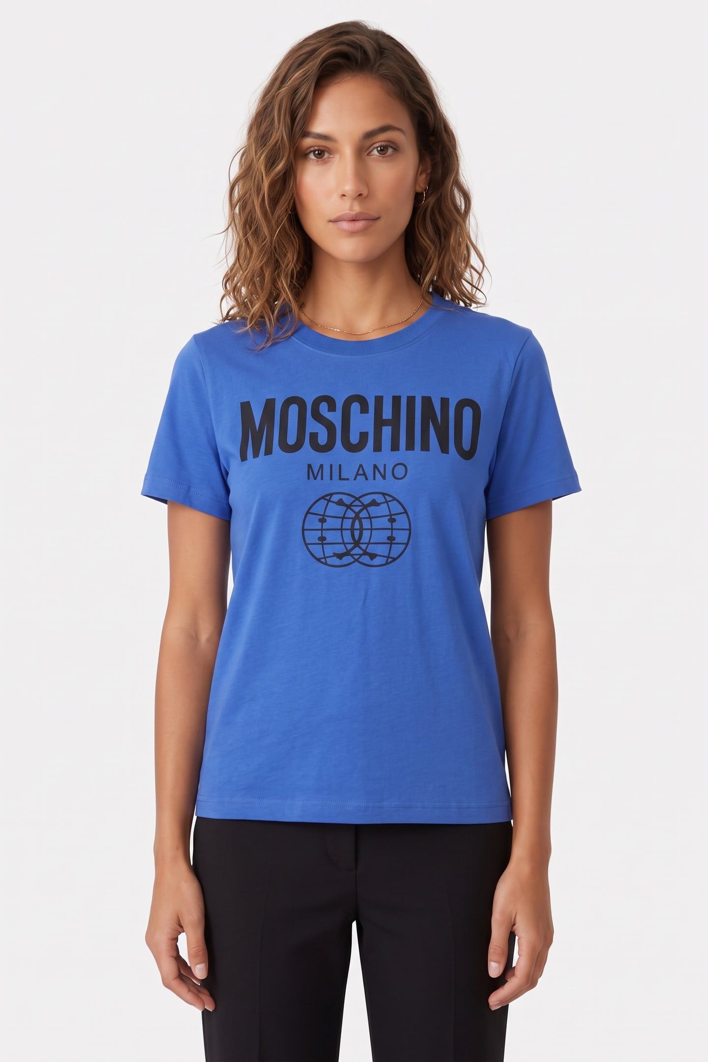 DOUBLE SMILEY®LOGO ORGANIC JERSEY T-SHIRT BLUE 1