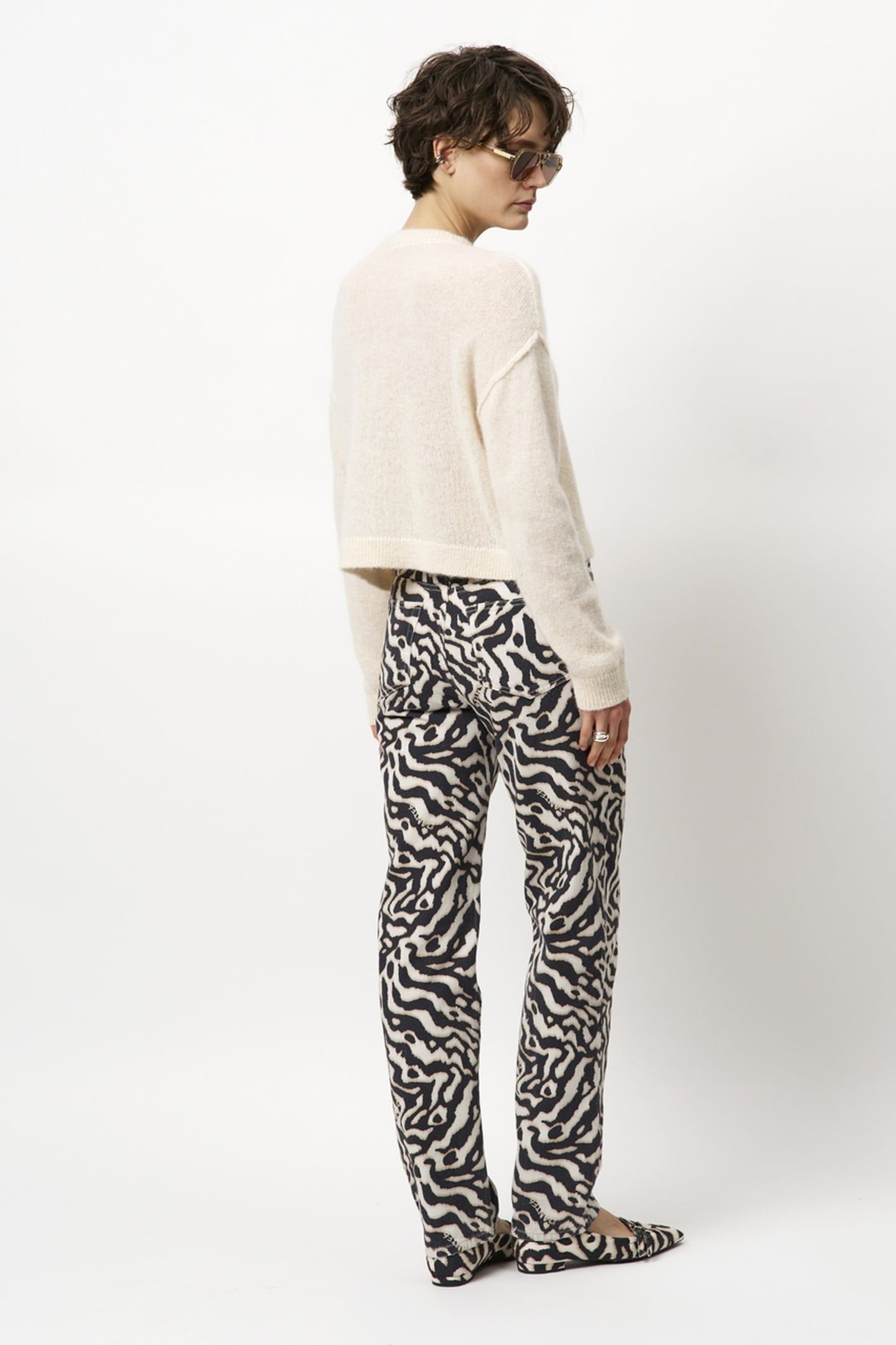 DANTE6-SPOTTED ANIMALISTIC JEANS BLACK/CREAM 2