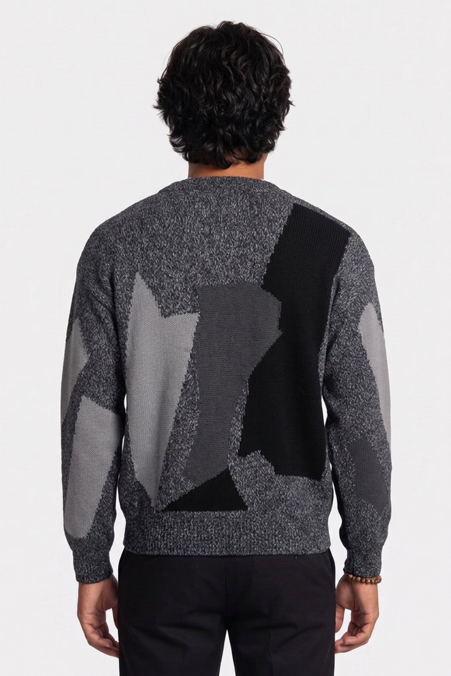 PATCHWORK ALPACA AND COTTON PULLOVER GREY 2
