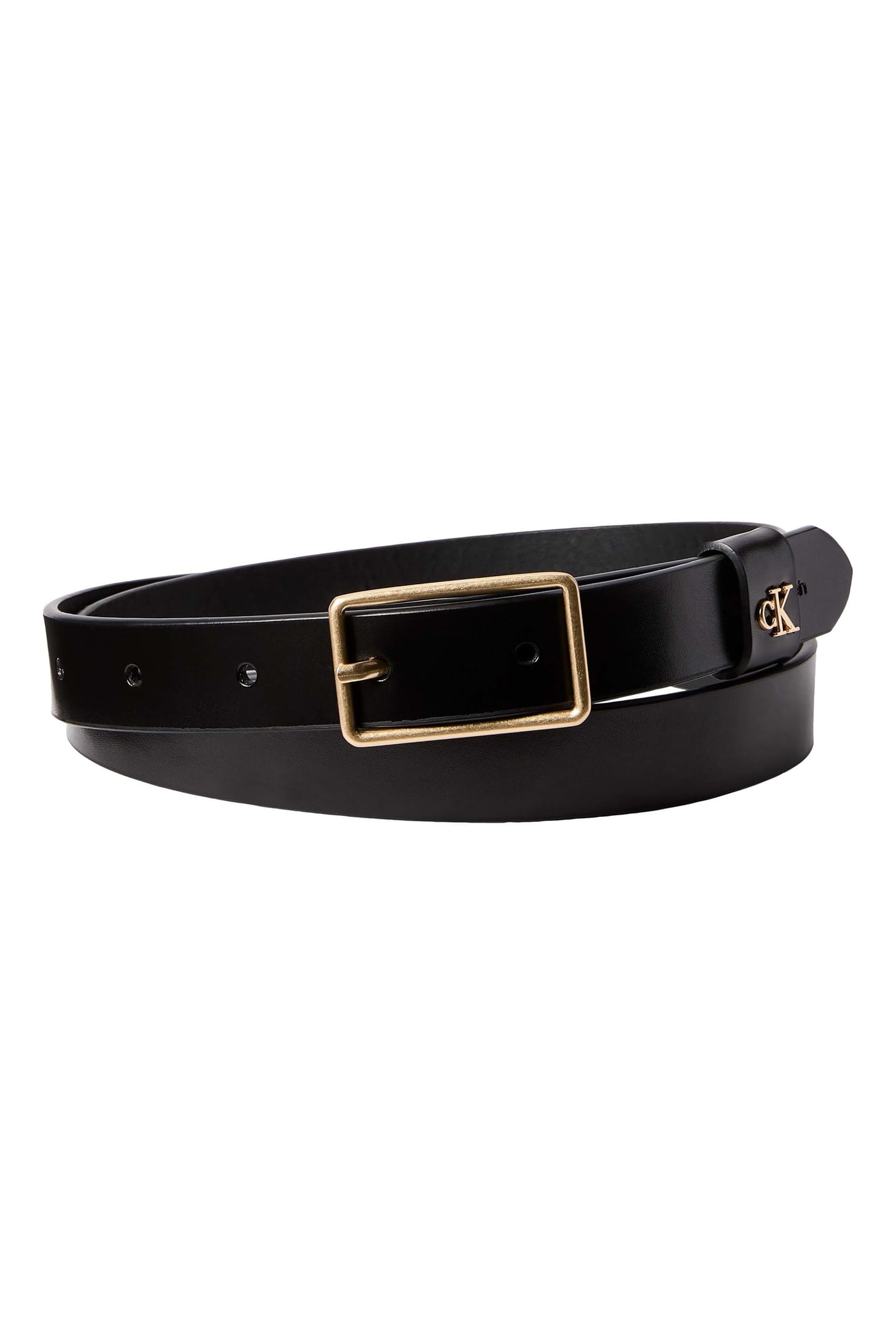 SQUARE BUCKLE CK LOOP BELT BLACK/ANTIQUE LIGHT GOLD 1