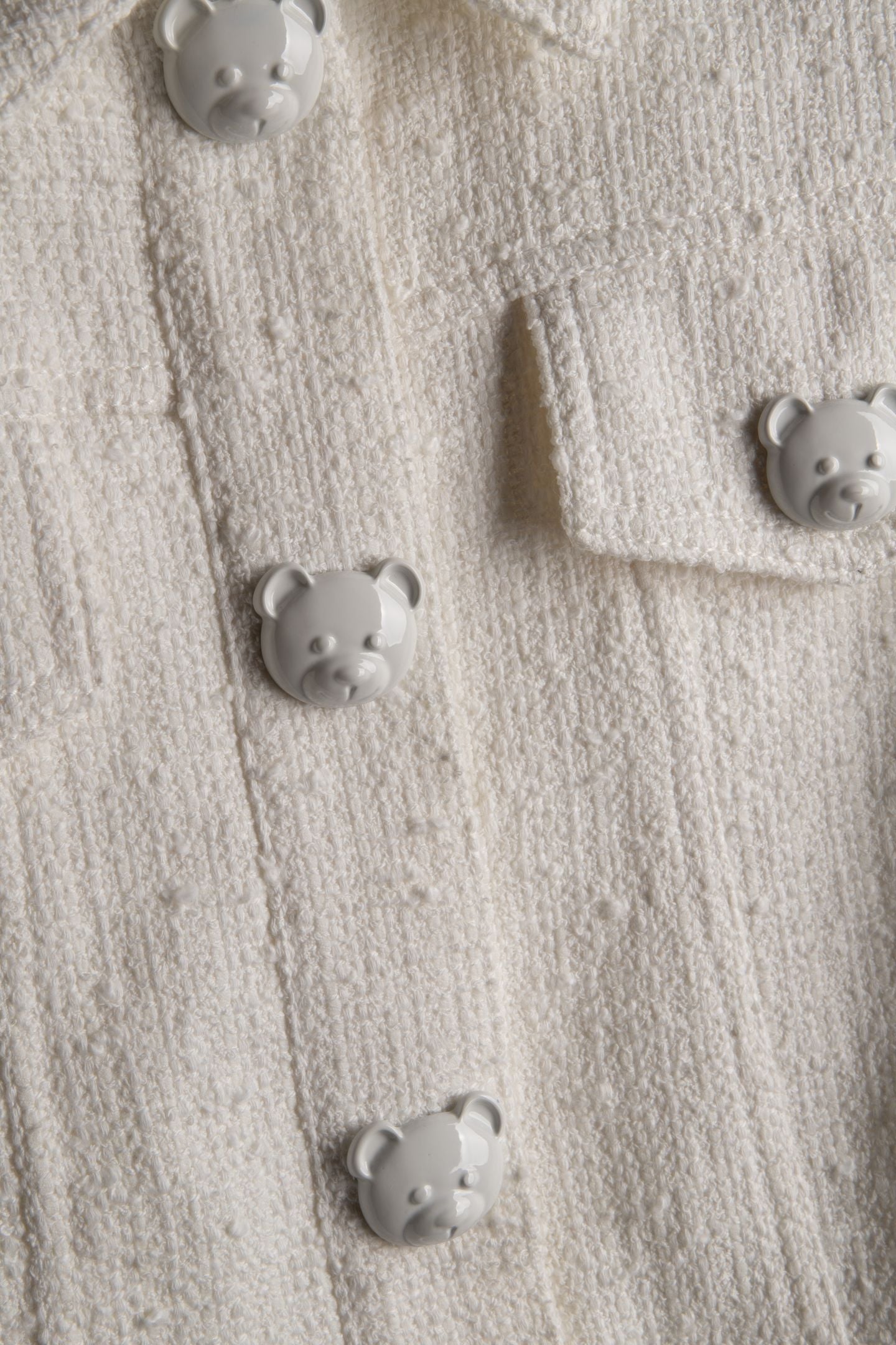 TEDDY BUTTONS TWEED CROPPED JACKET WHITE 4