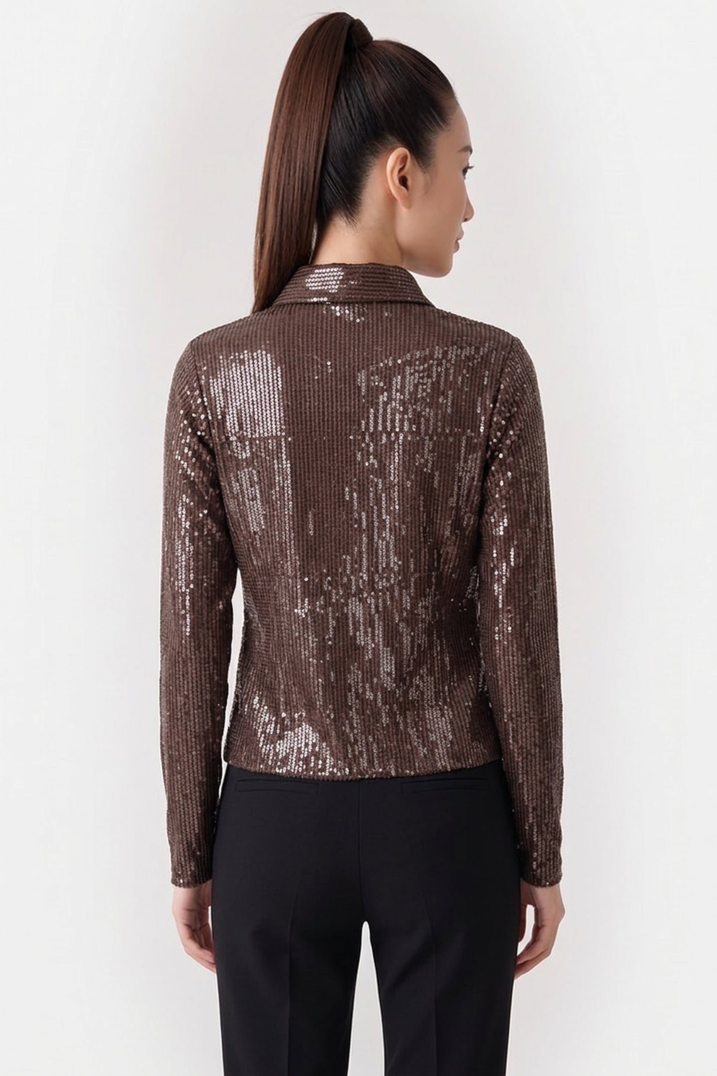 PADGET SEQUIN BLOUSE BROWN 2