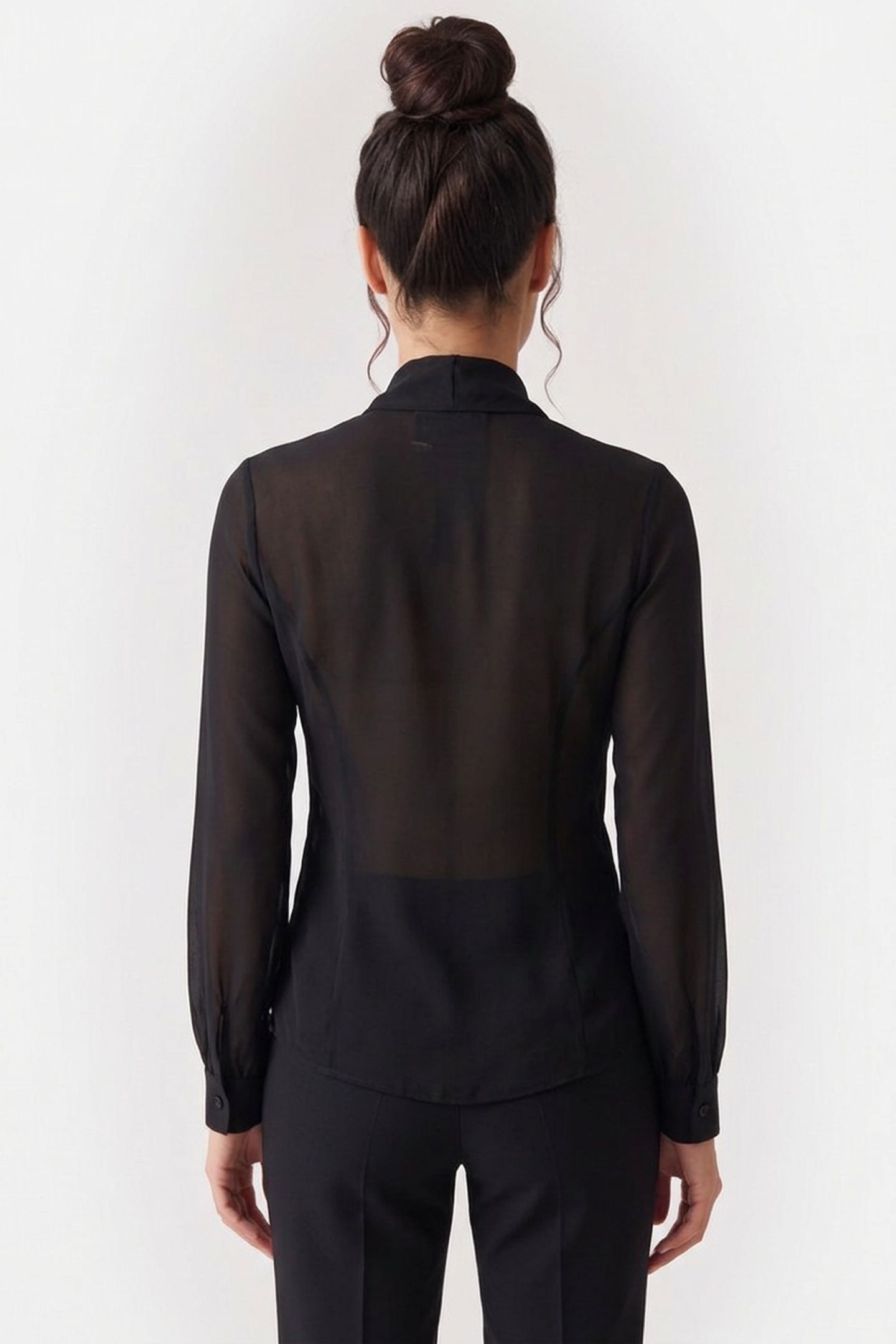 SILK CHARMEUSE SHIRT WITH BOW BLACK 2