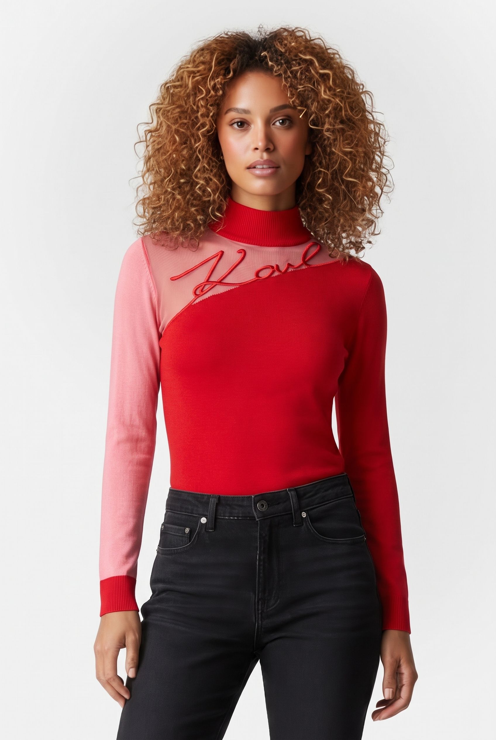 KARL SIGNATURE MOCK NECK RACING RED 1
