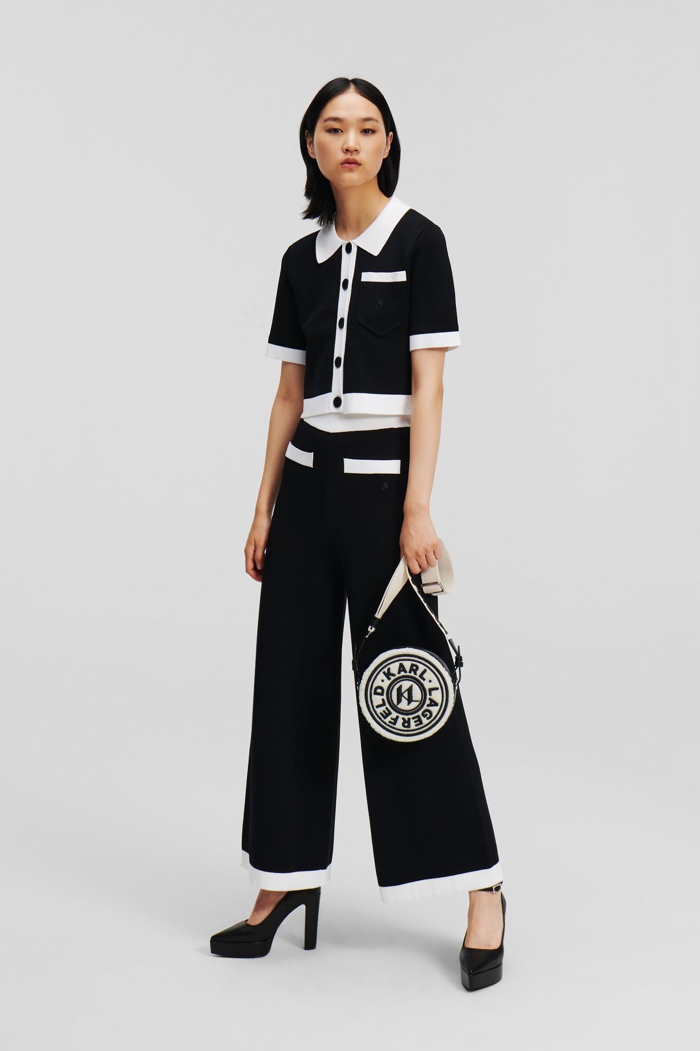 CLASSIC KNIT PANTS BLACK/WHITE 1