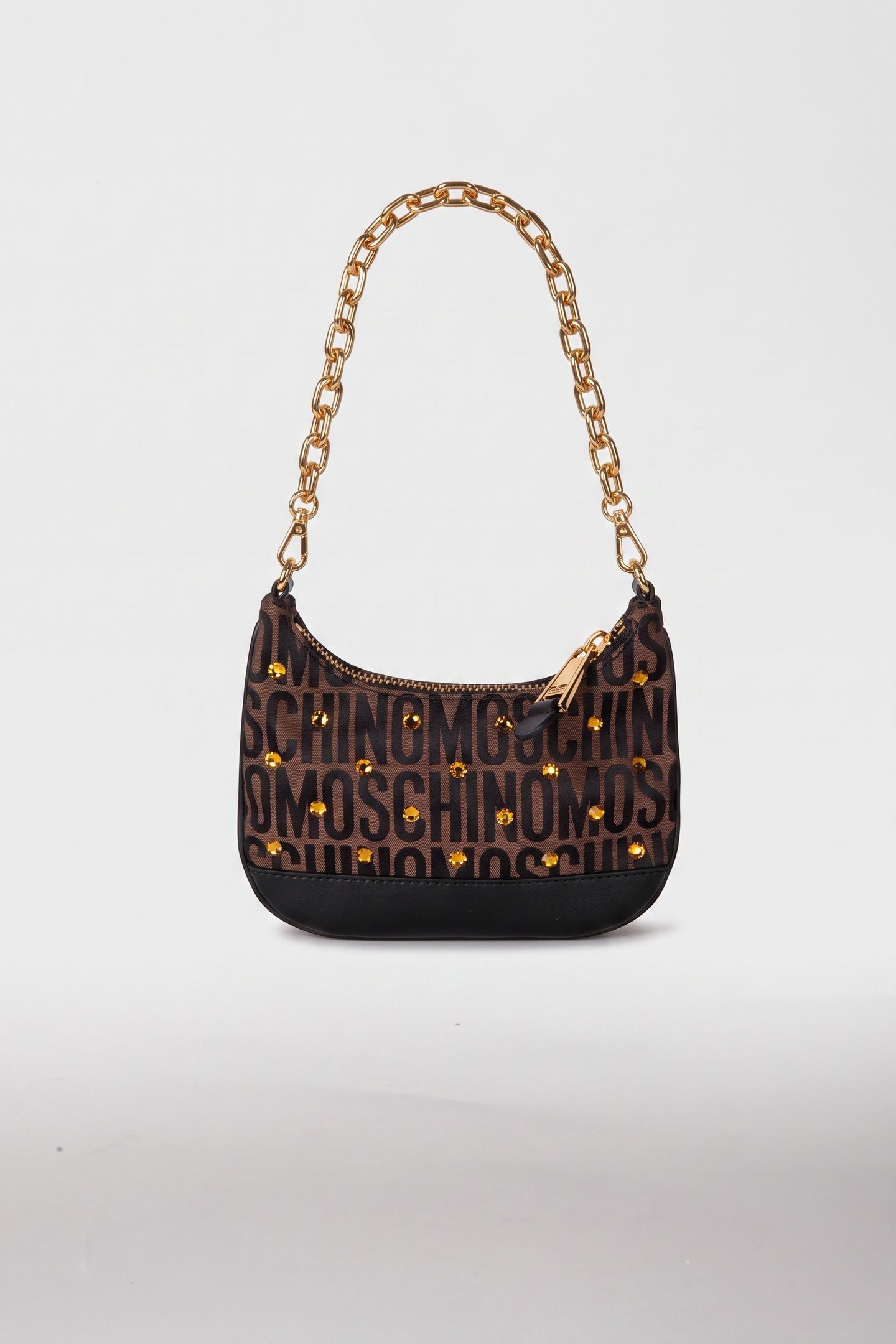 ALLOVER LOGO MINI BAG WITH RHINESTONES BROWN 2