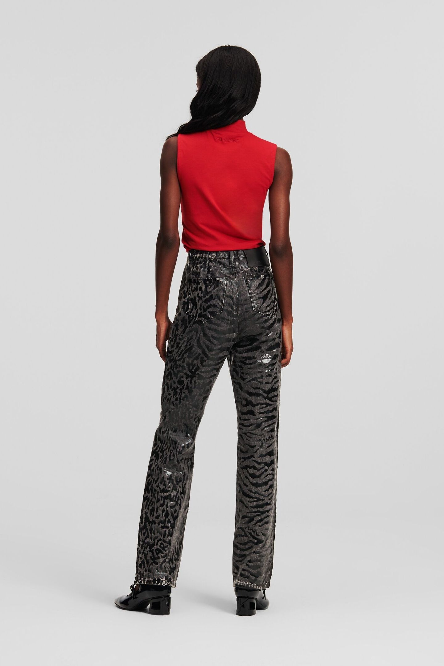 AOP STRAIGHT DENIM PANTS BLACK PRINTED DENIM 2