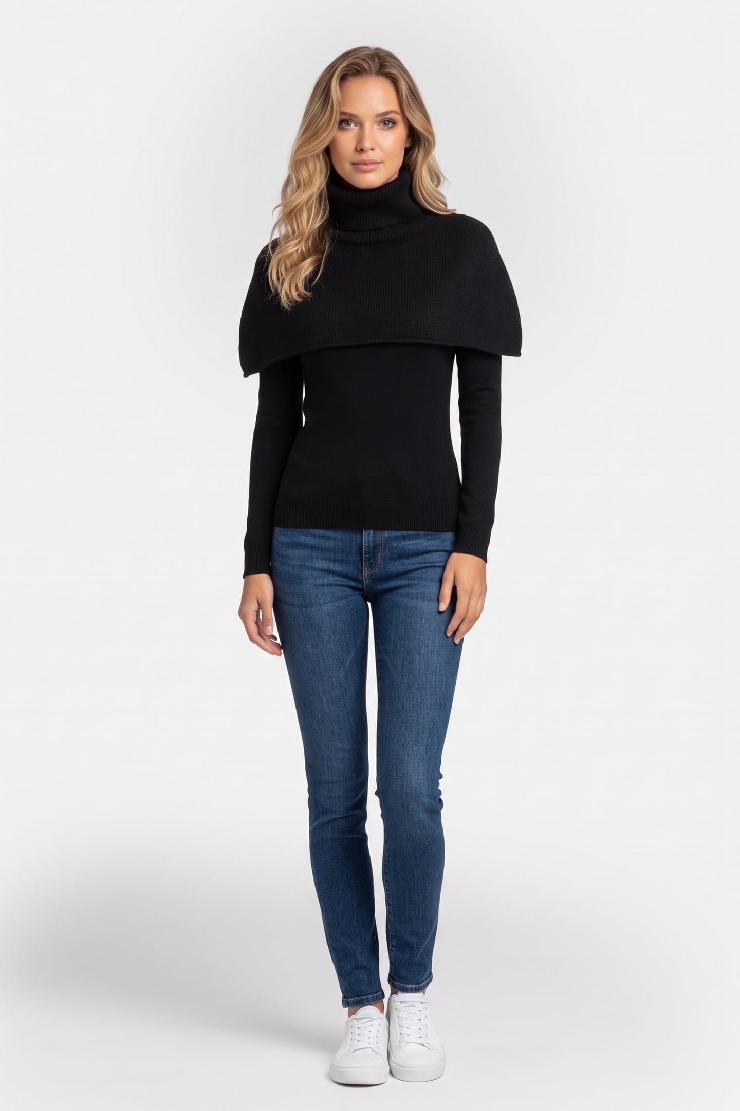 CASSIA CASHMERE PONCHO BLACK 1
