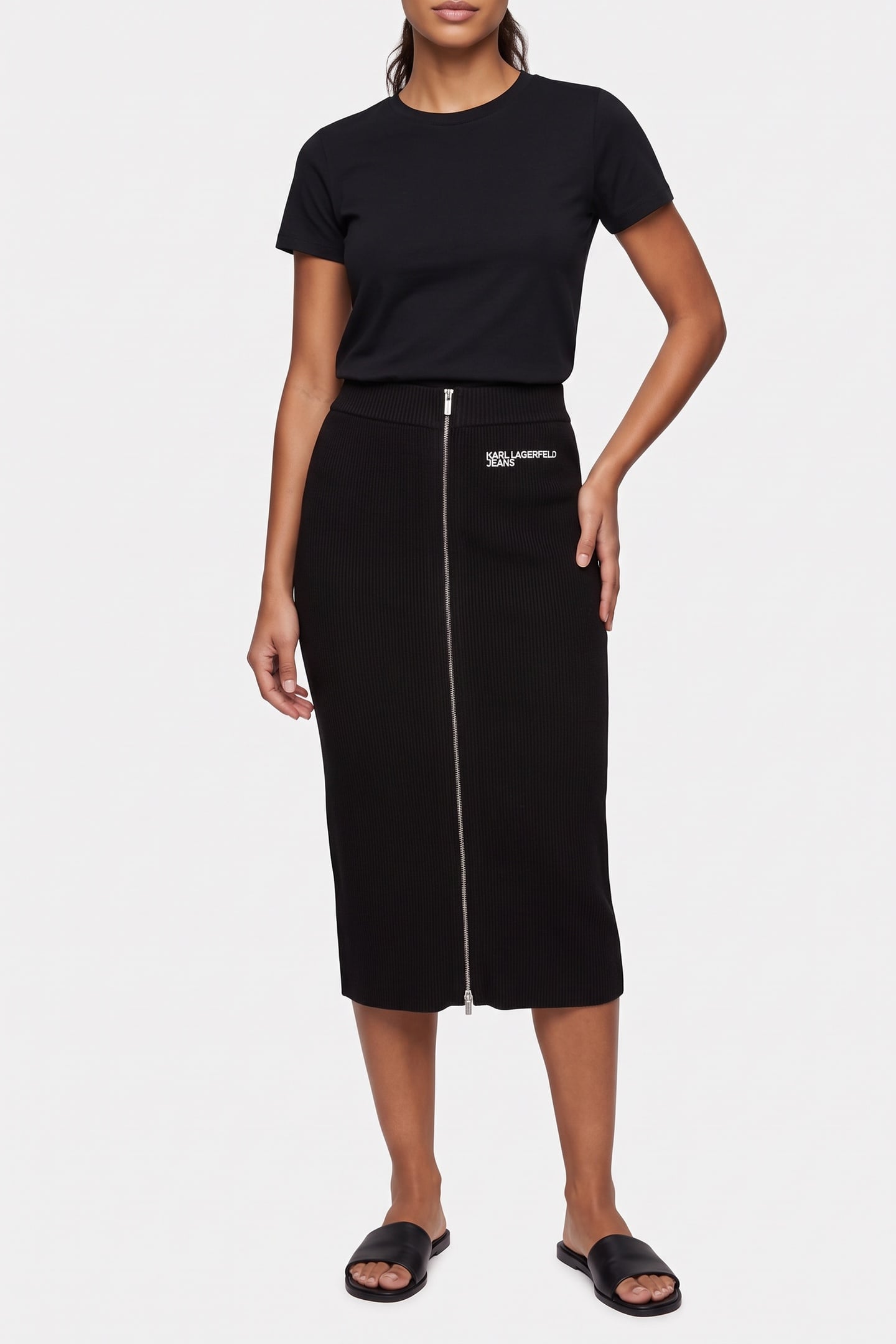 KLJ KNITTED MIDI SKIRT BLACK 1