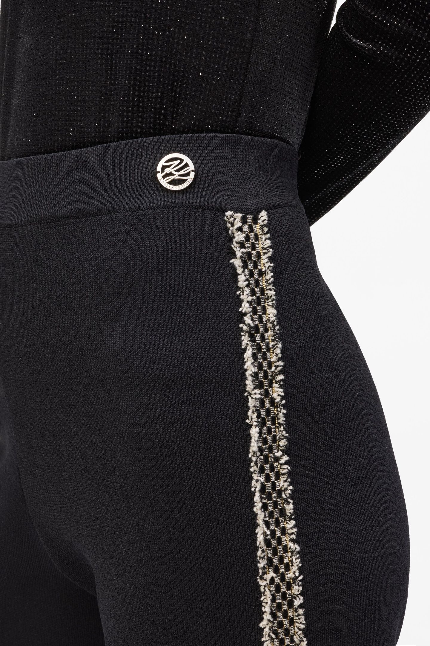 BOUCLE DETAIL KNIT PANTS BLACK 6