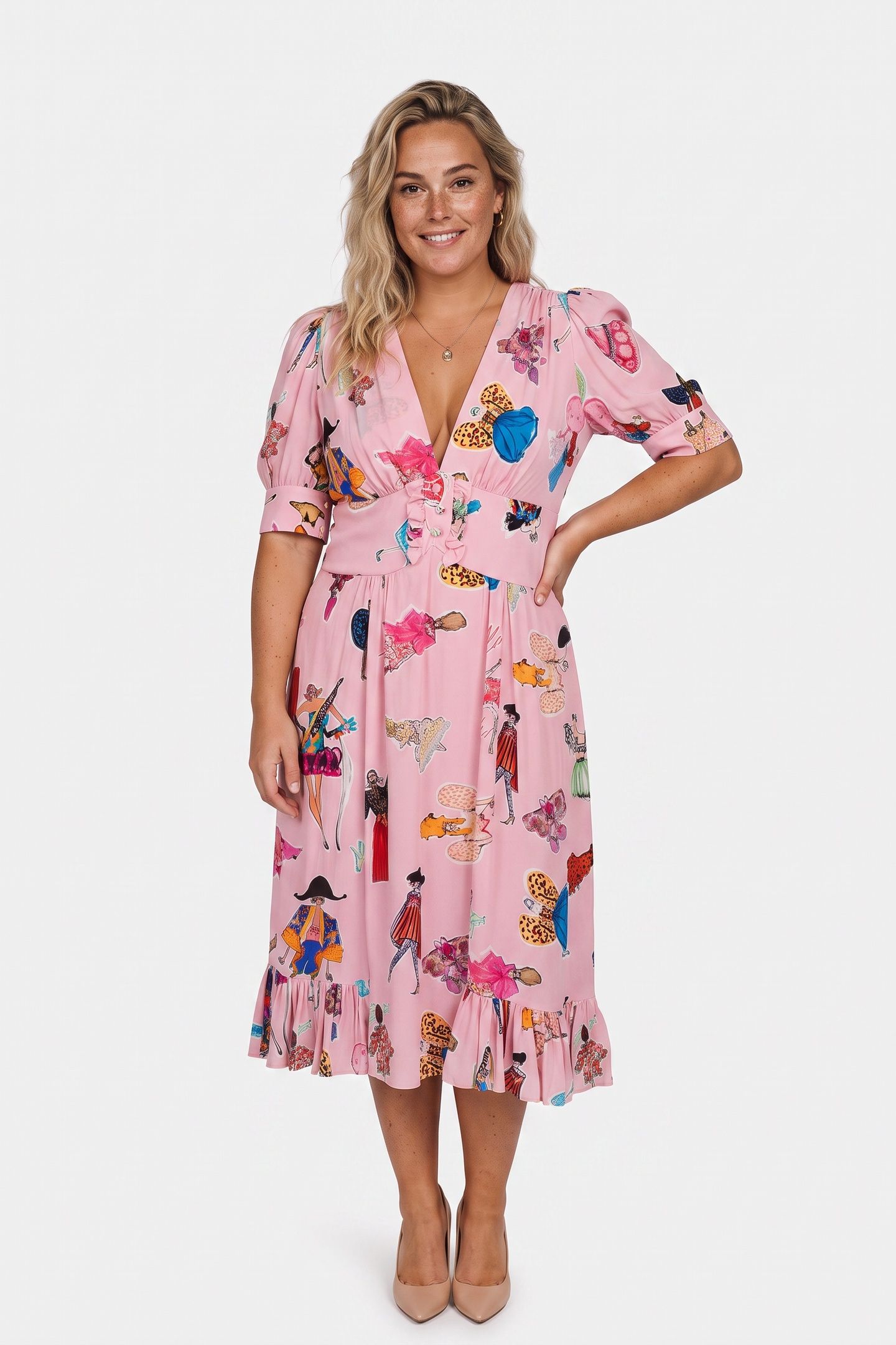 GEORGETTE DRESS FASHION SKETCHES PINK 1