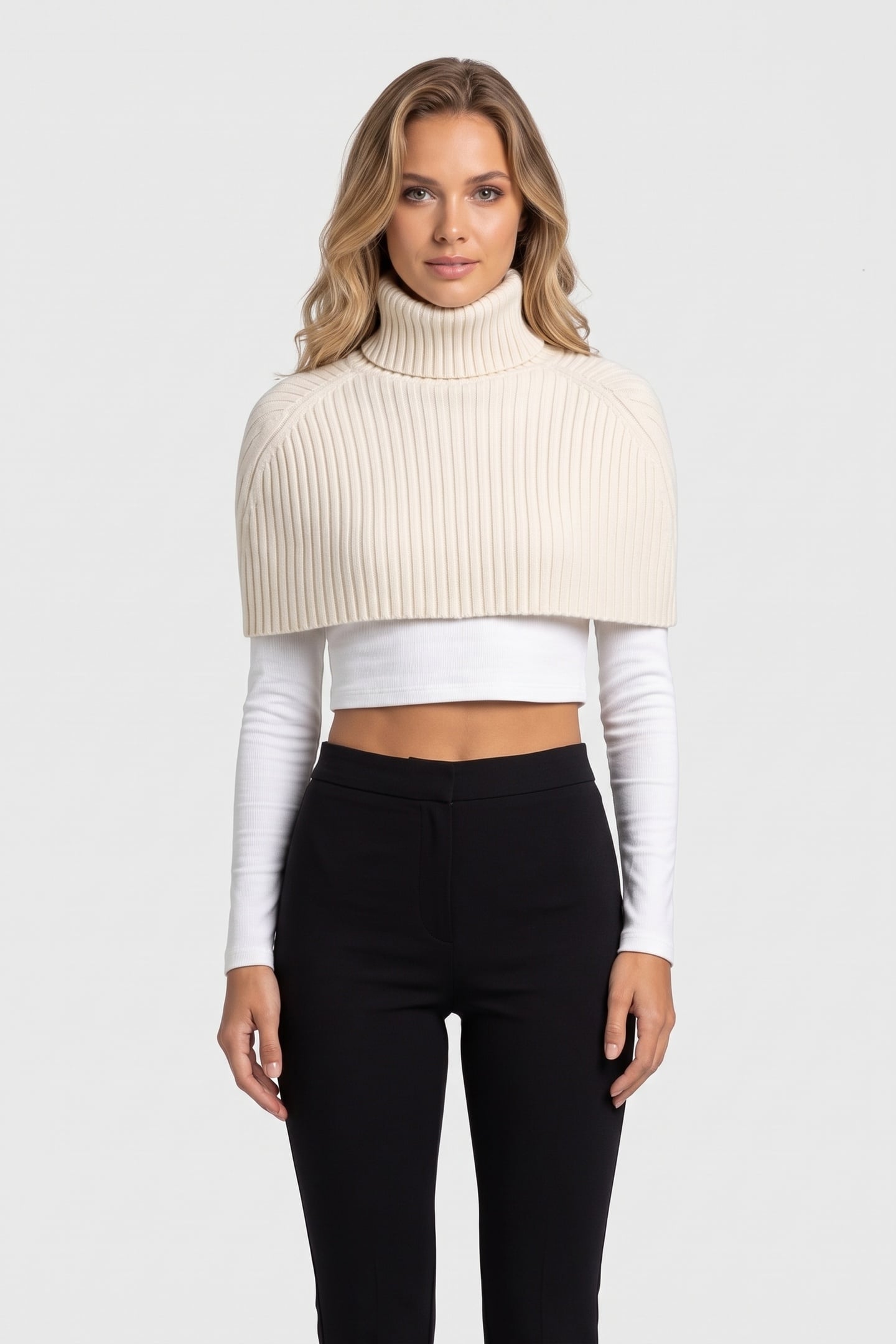 CANDICE RIB CAPE WHITE 1