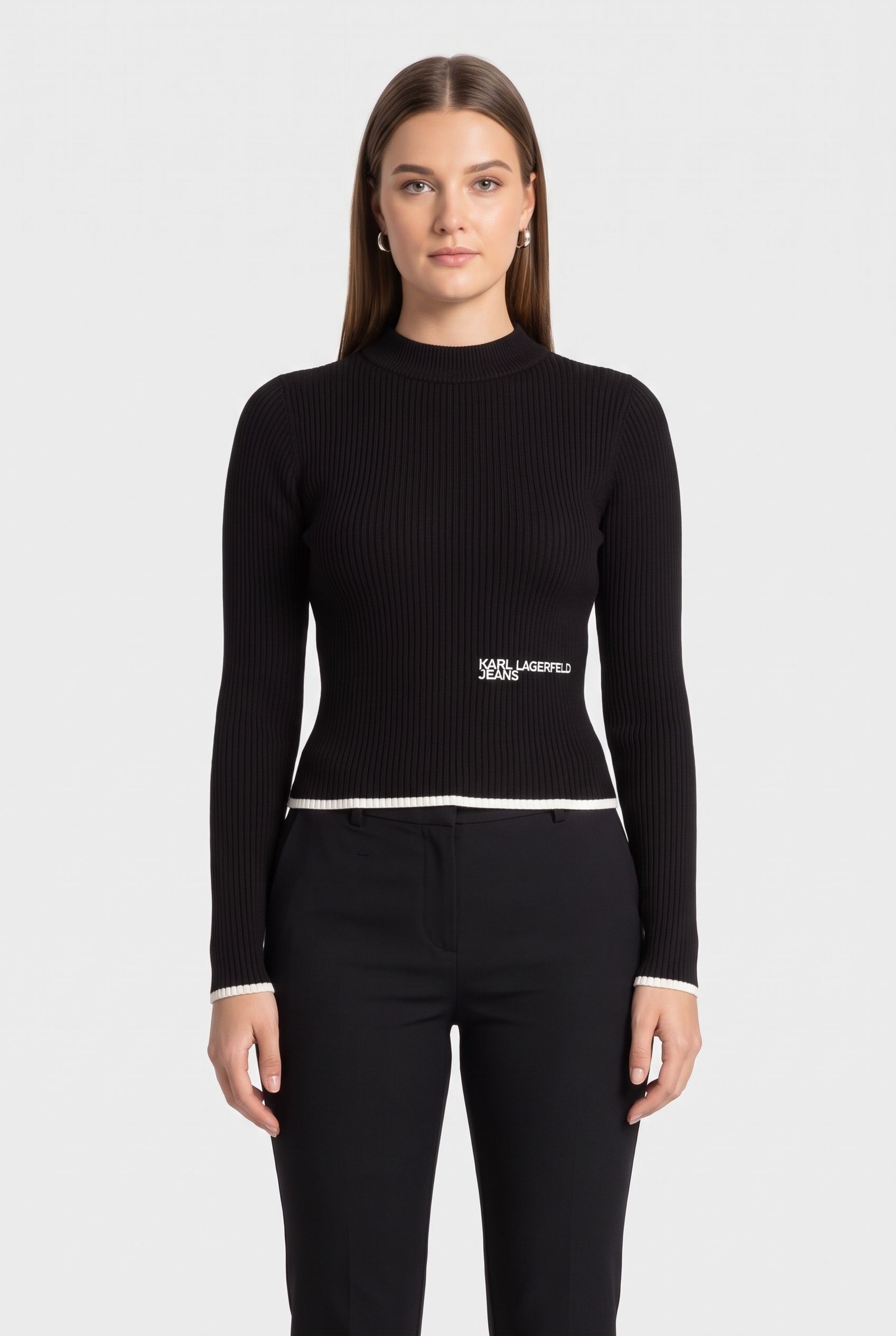 KLJ MOCK NECK SWEATER BLACK 1