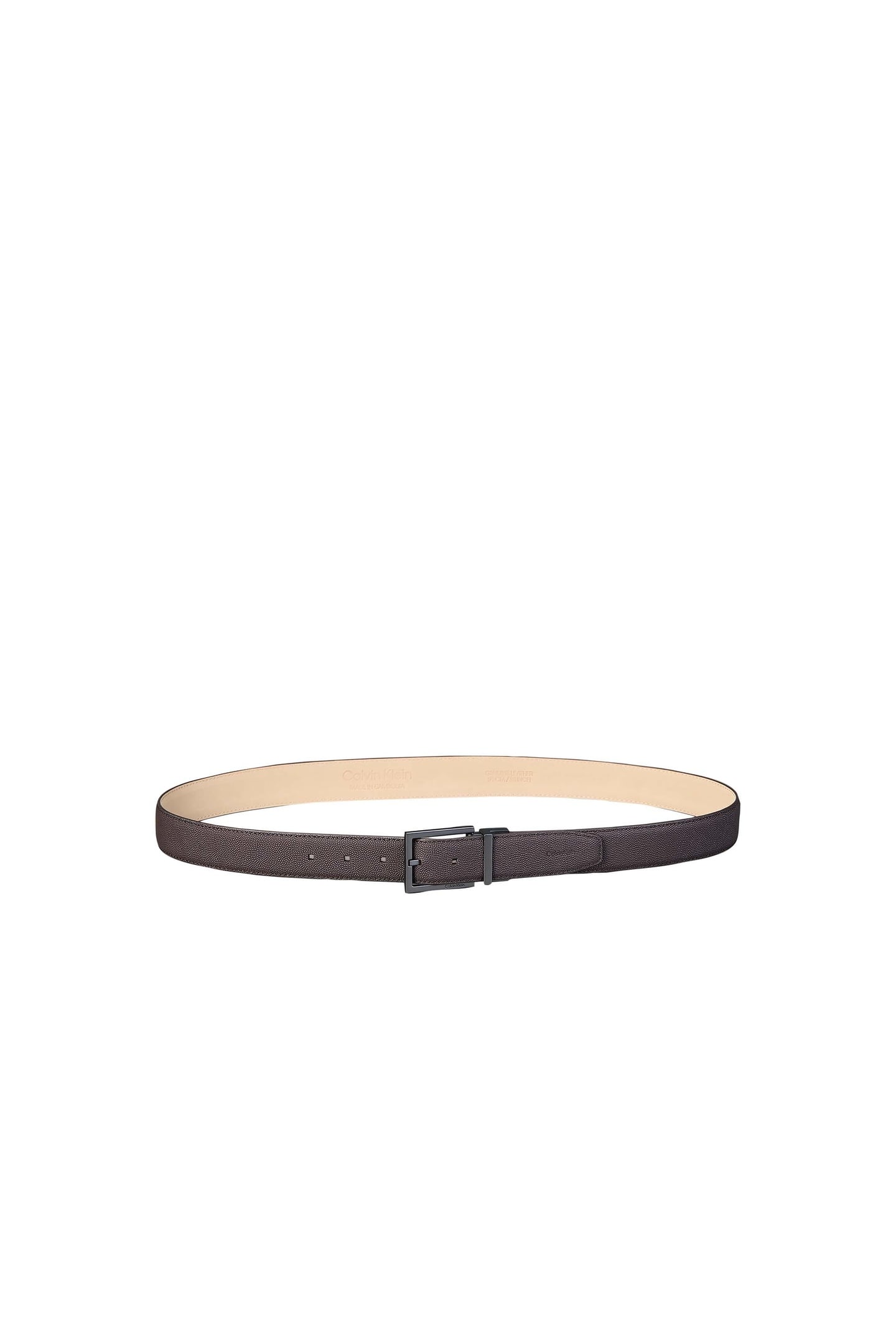 SQUARE BUCKLE TEXTURE BELT CK DARK BROWN/MATTE GUNMETAL 2