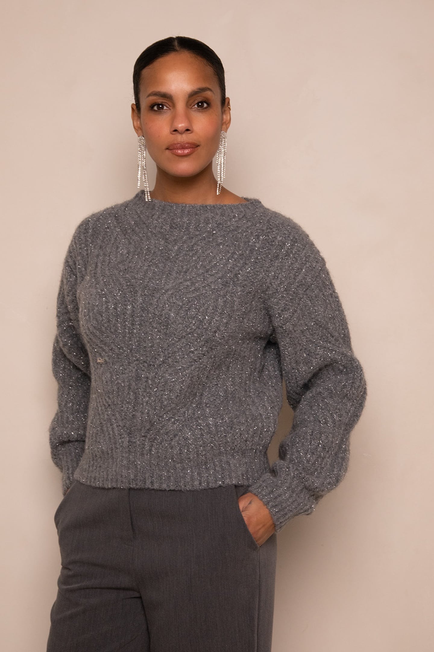 KATHLEEN PULLOVER GREY MELANGE 1