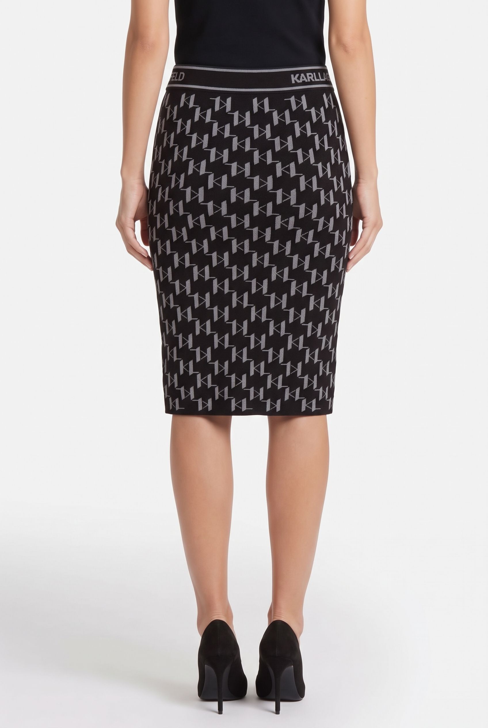 KL MONOGRAM KNIT SKIRT GREY MELANGE MONOGRAM 2
