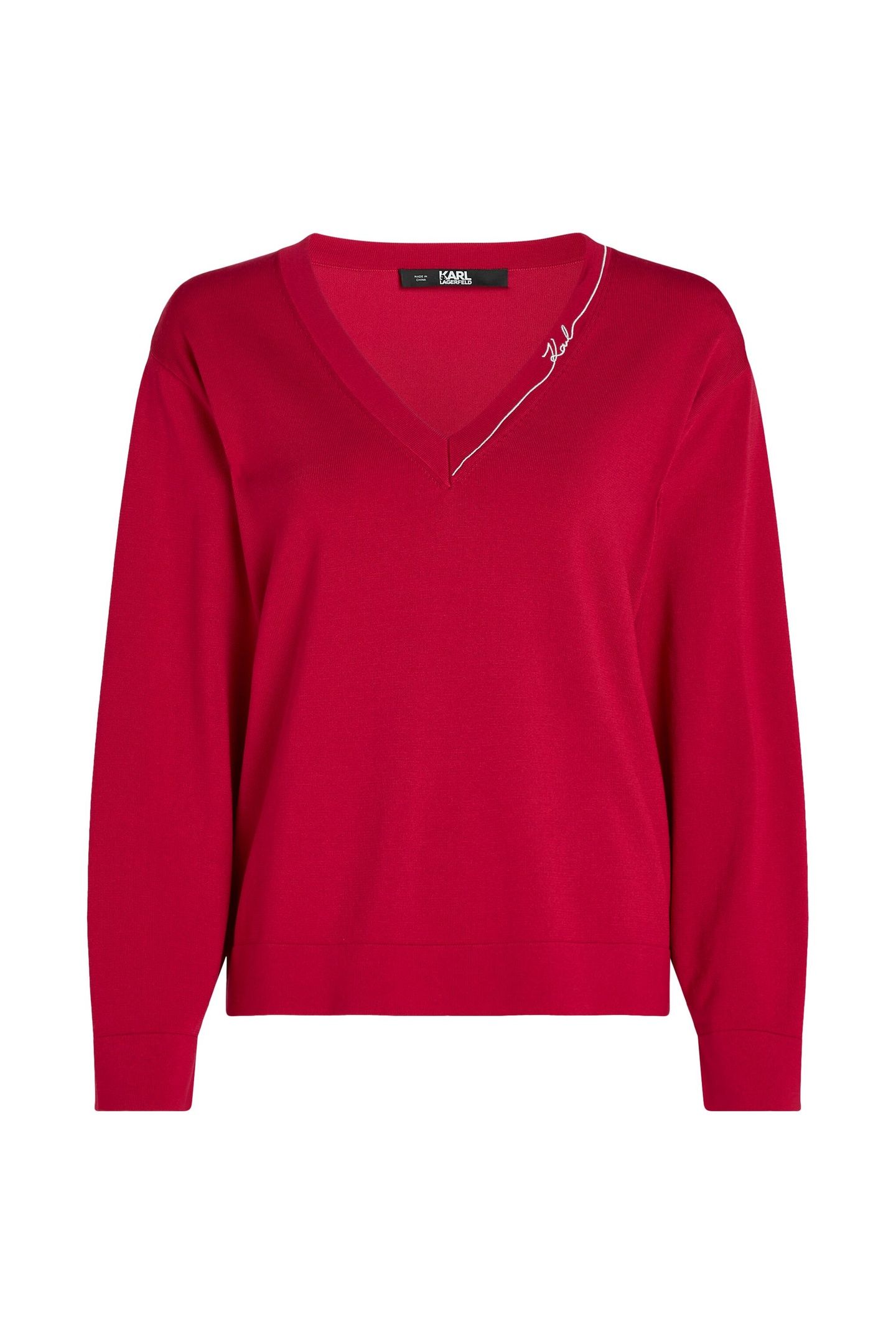 LIGHT V-NECK KNIT SWEATER PERSIAN RED 4