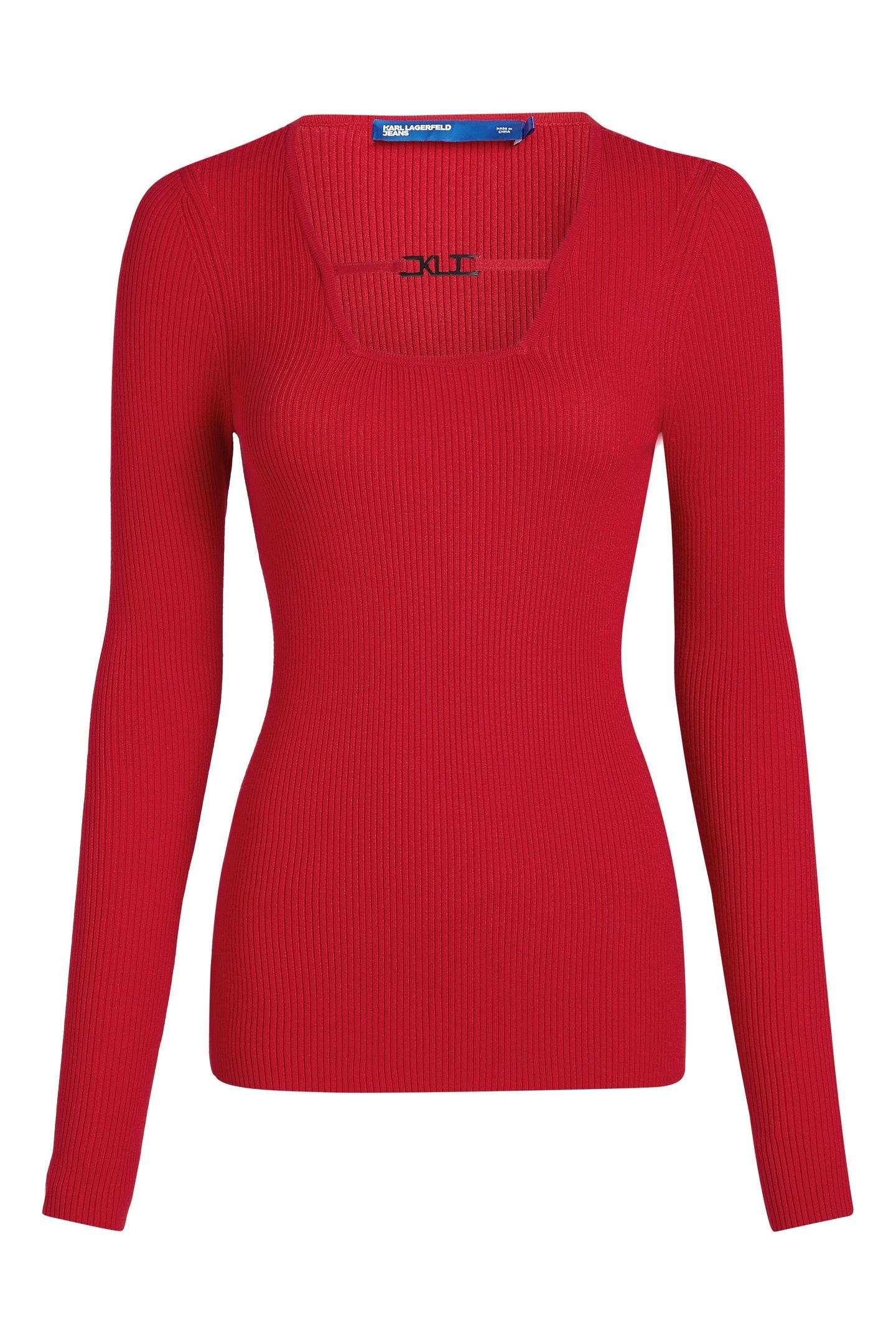 KLJ LONGSLEEVE LOGO KNITTED TOP POMPEIAN RED 4