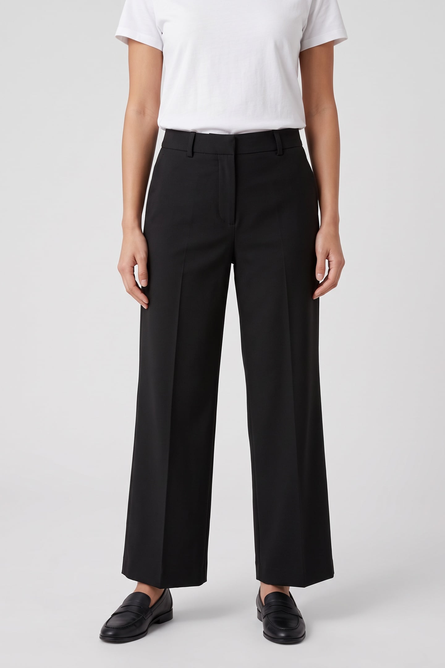 EMERSON CROPPED WOOL TROUSERS BLACK 1