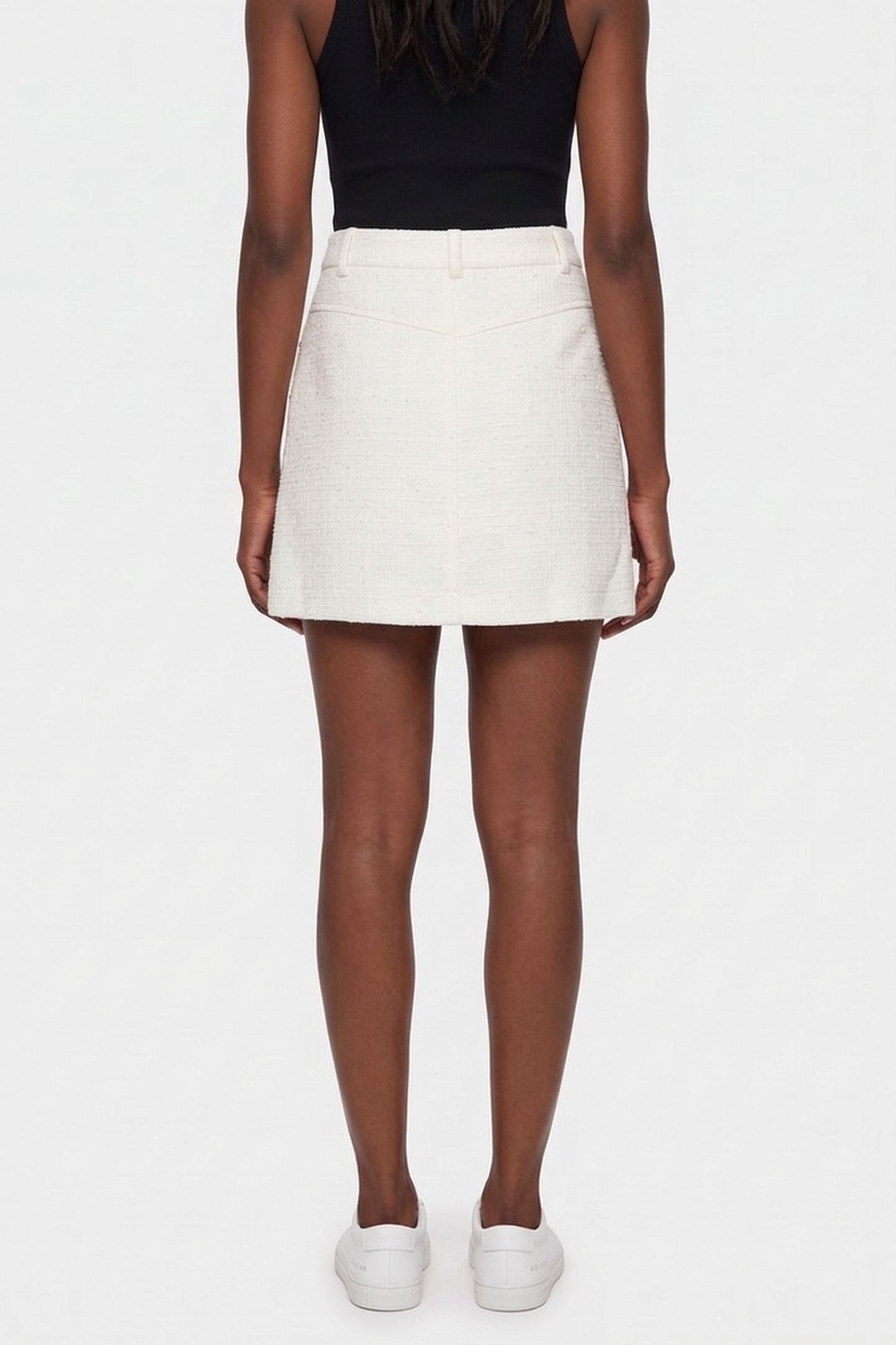 TEDDY BUTTONS TWEED MINI SKIRT WHITE 2