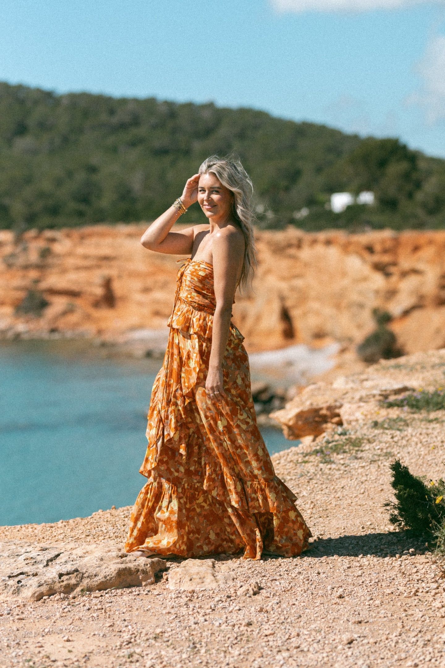 EIVISSA DRESS RUST ORANGE PRINT 3