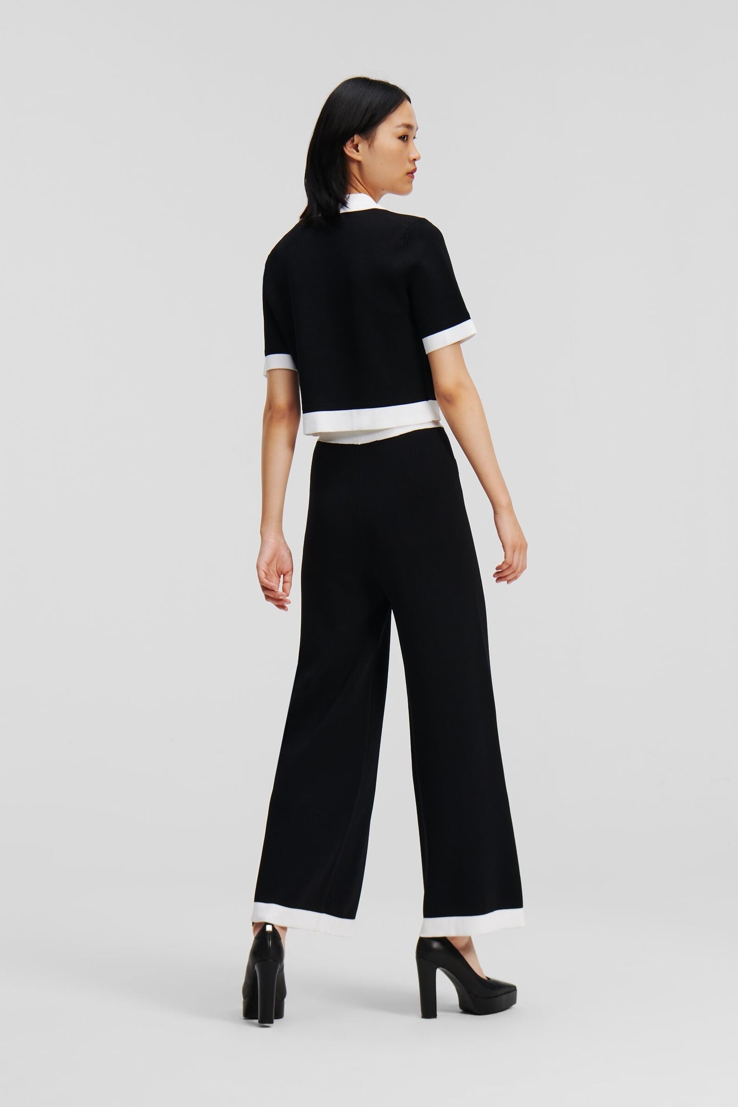 CLASSIC KNIT PANTS BLACK/WHITE 2