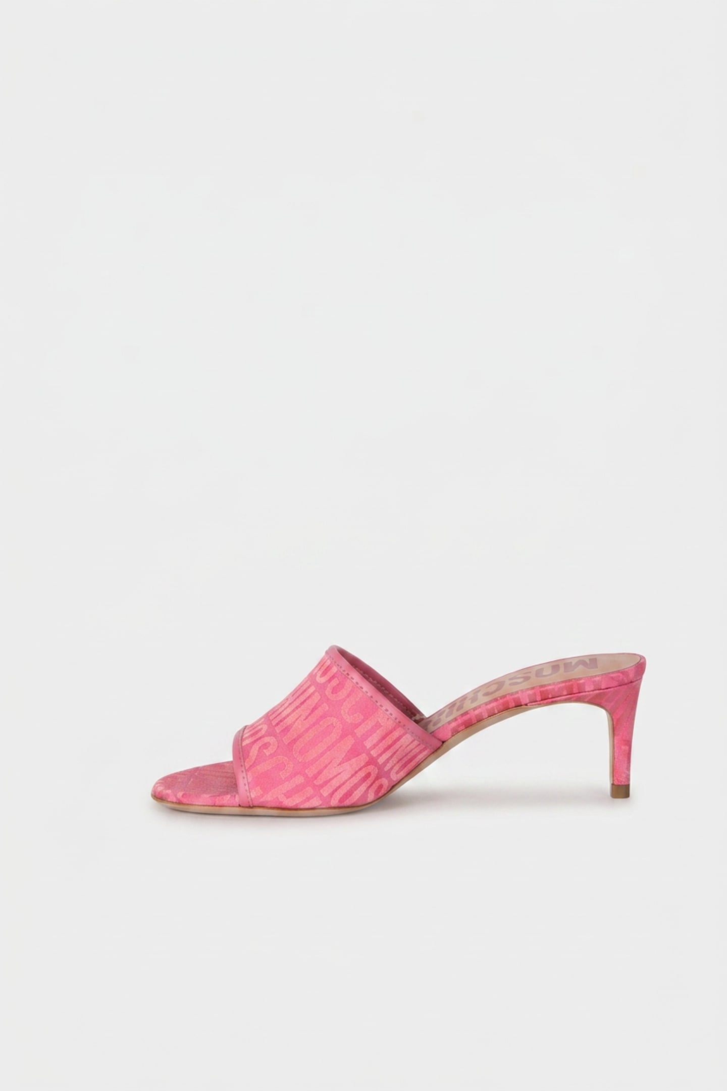 NYLON HEELED SANDALS ALLOVER LOGO PINK 4