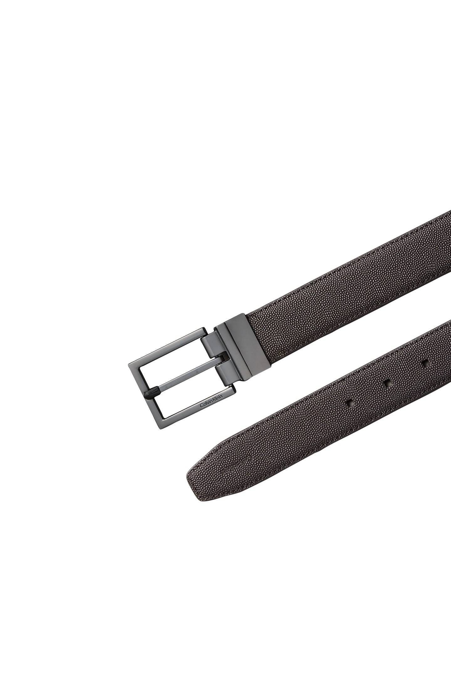 SQUARE BUCKLE TEXTURE BELT CK DARK BROWN/MATTE GUNMETAL 3