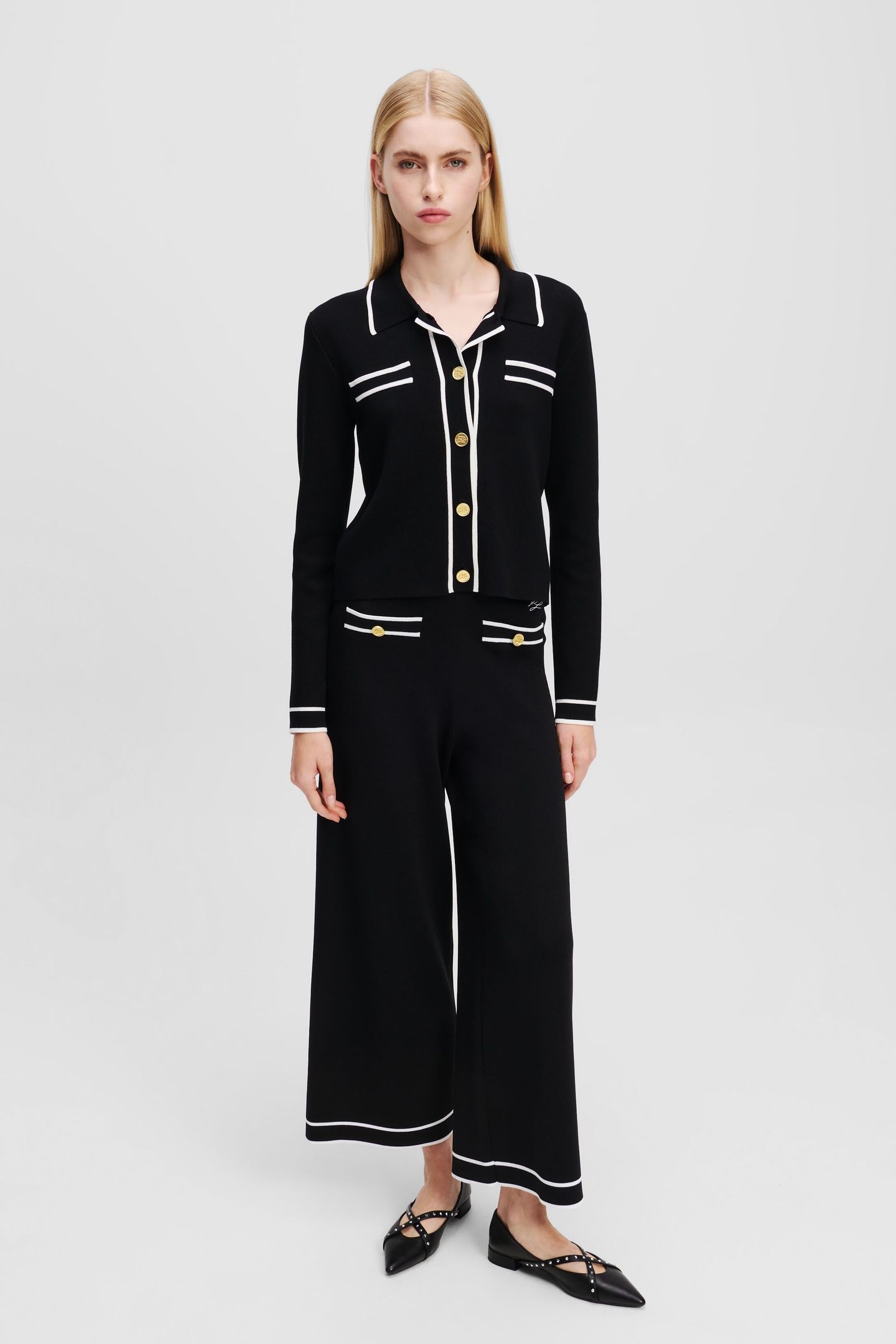 KARL WARDROBE KNIT CULOTTE WHITE/BLACK 1