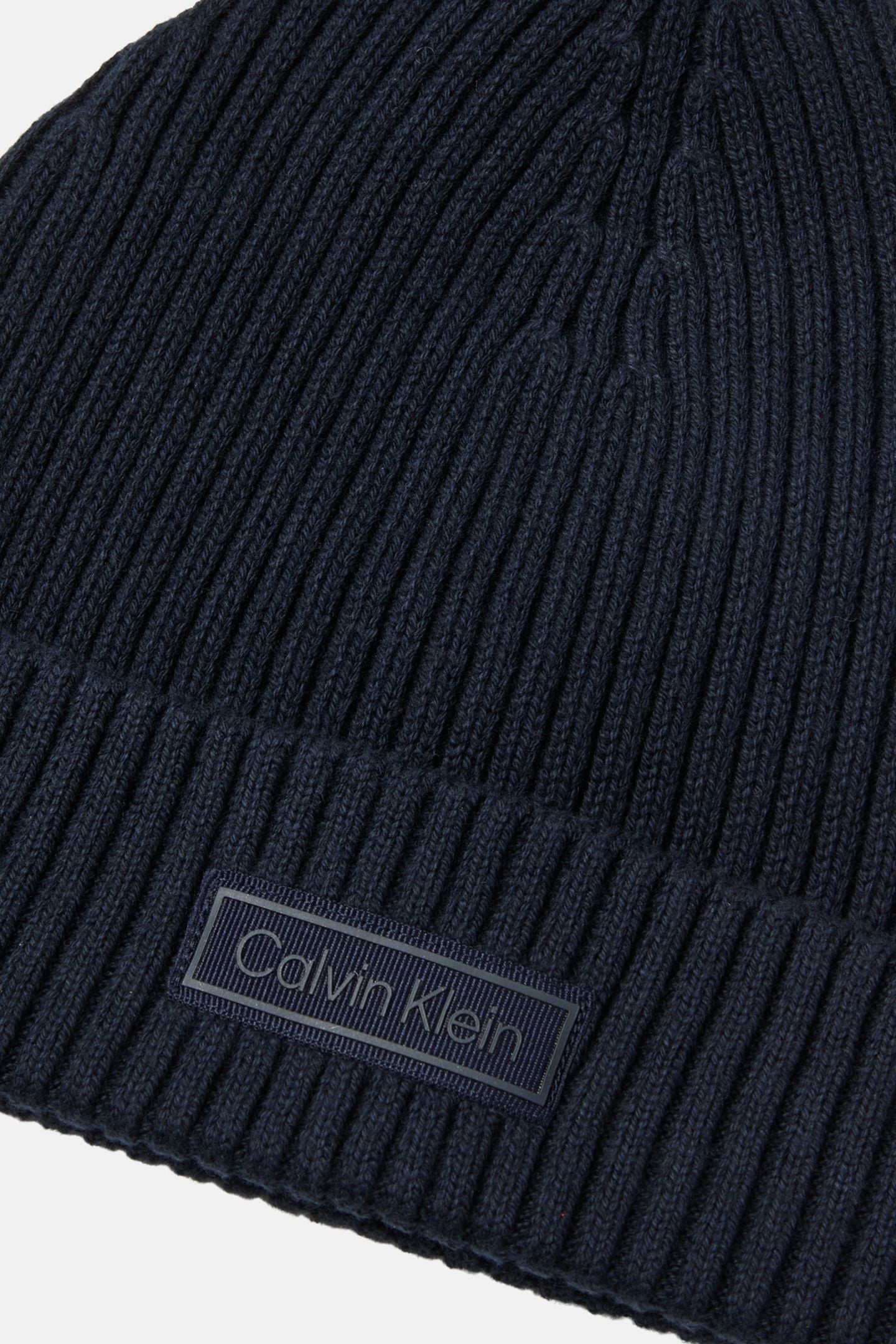 PATCH CHUNKY RIB COTTON BEANIE DARK SAPPHIRE 3