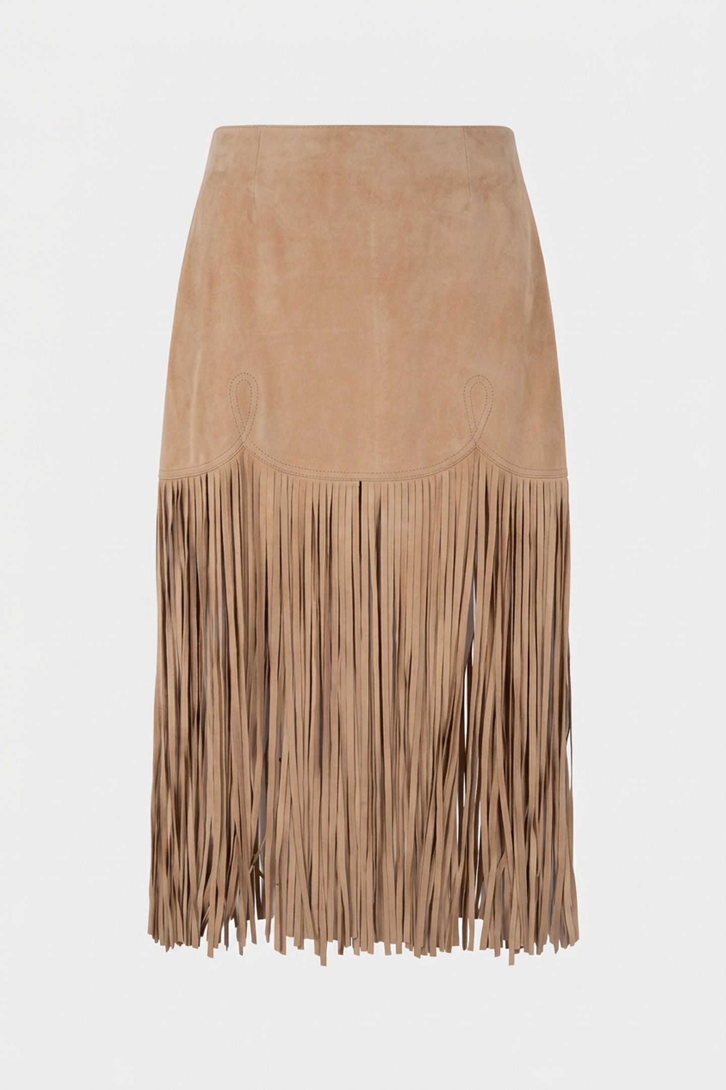SUEDE SKIRT WITH FRINGES BEIGE 3
