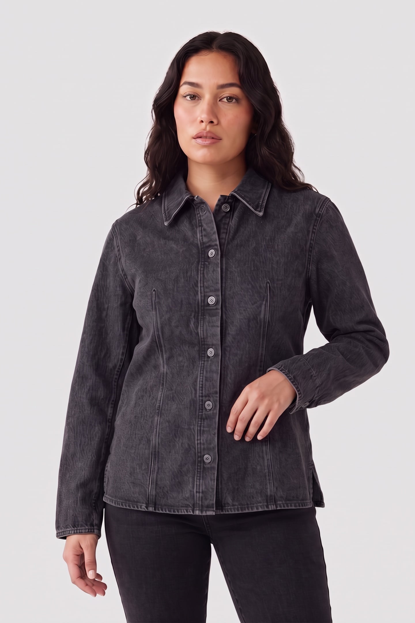 IMELA DENIM SHIRT GREY 1