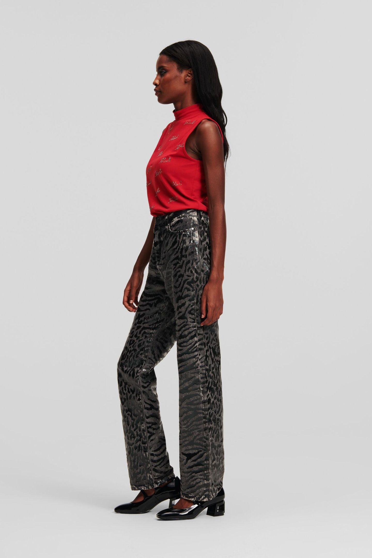 AOP STRAIGHT DENIM PANTS BLACK PRINTED DENIM 3