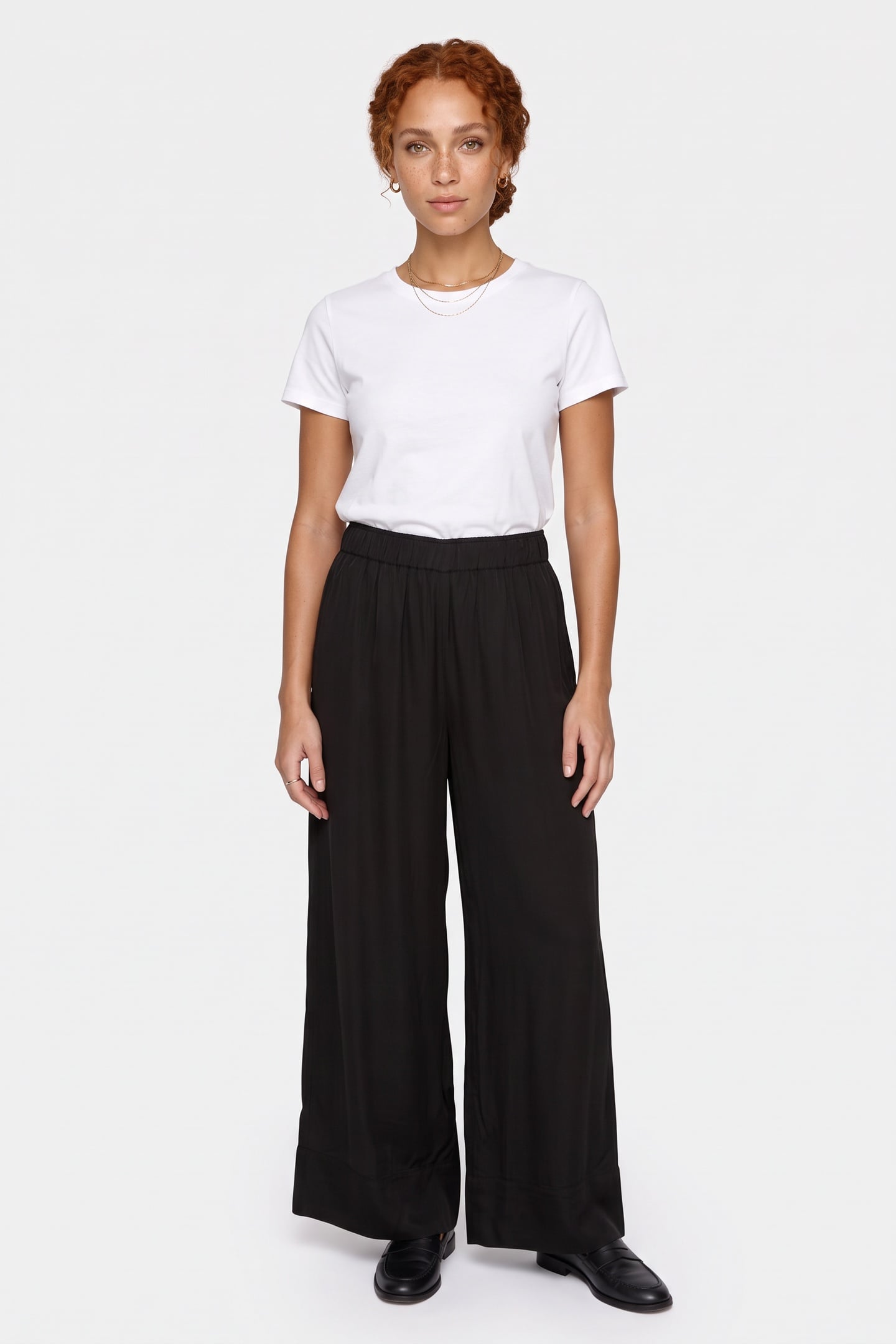 EMILY ELASTIC SATIN TROUSERS BLACK 1