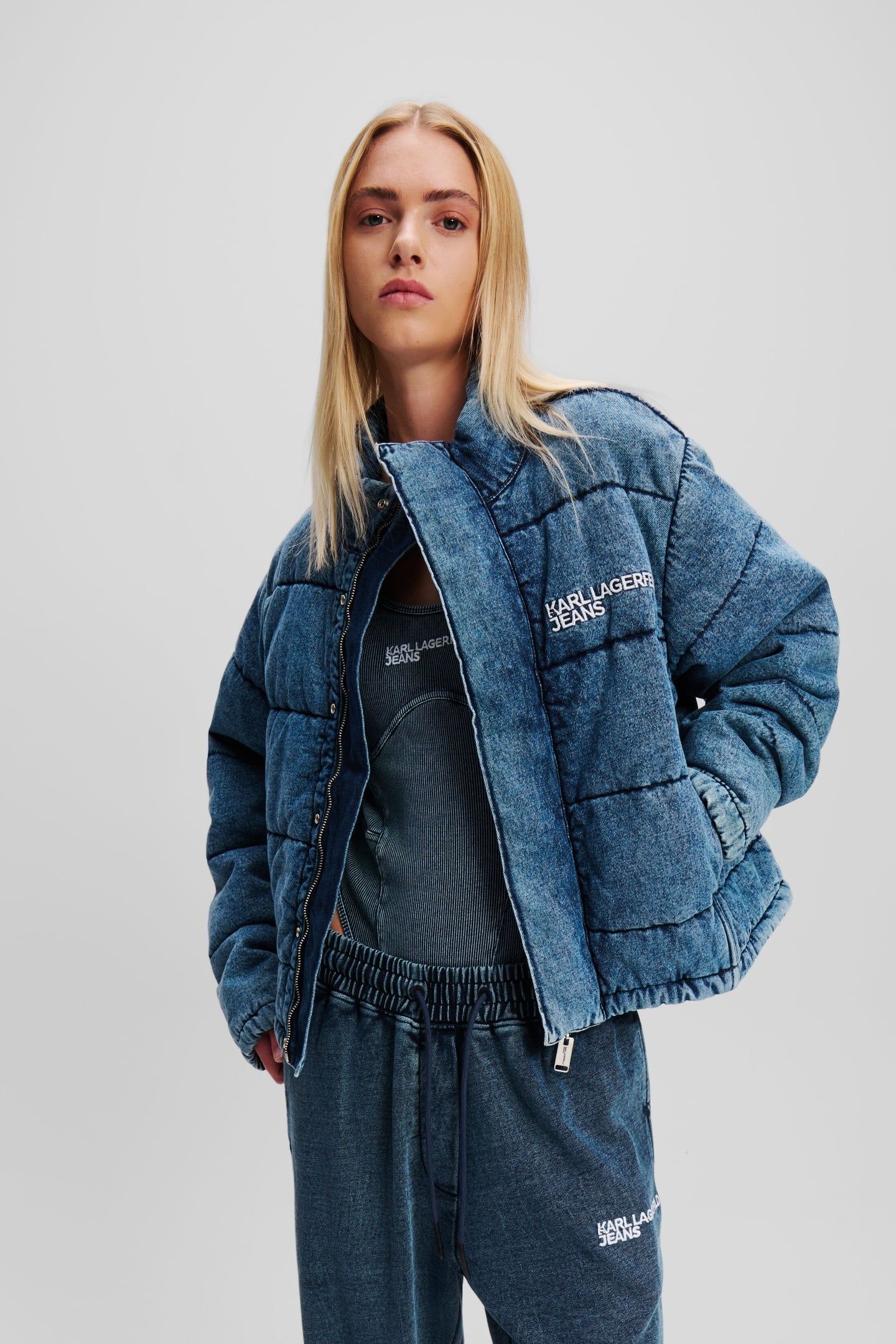 KLJ DENIM PUFFER ACID WASHED BLUE 2