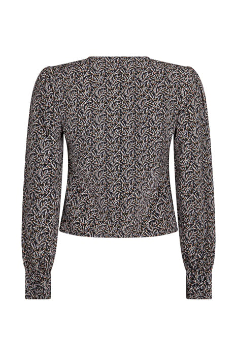 ELIN DITZY FLORAL V-NECK BUTTON BLOUSE WOMEN BLACK/WHITE 3