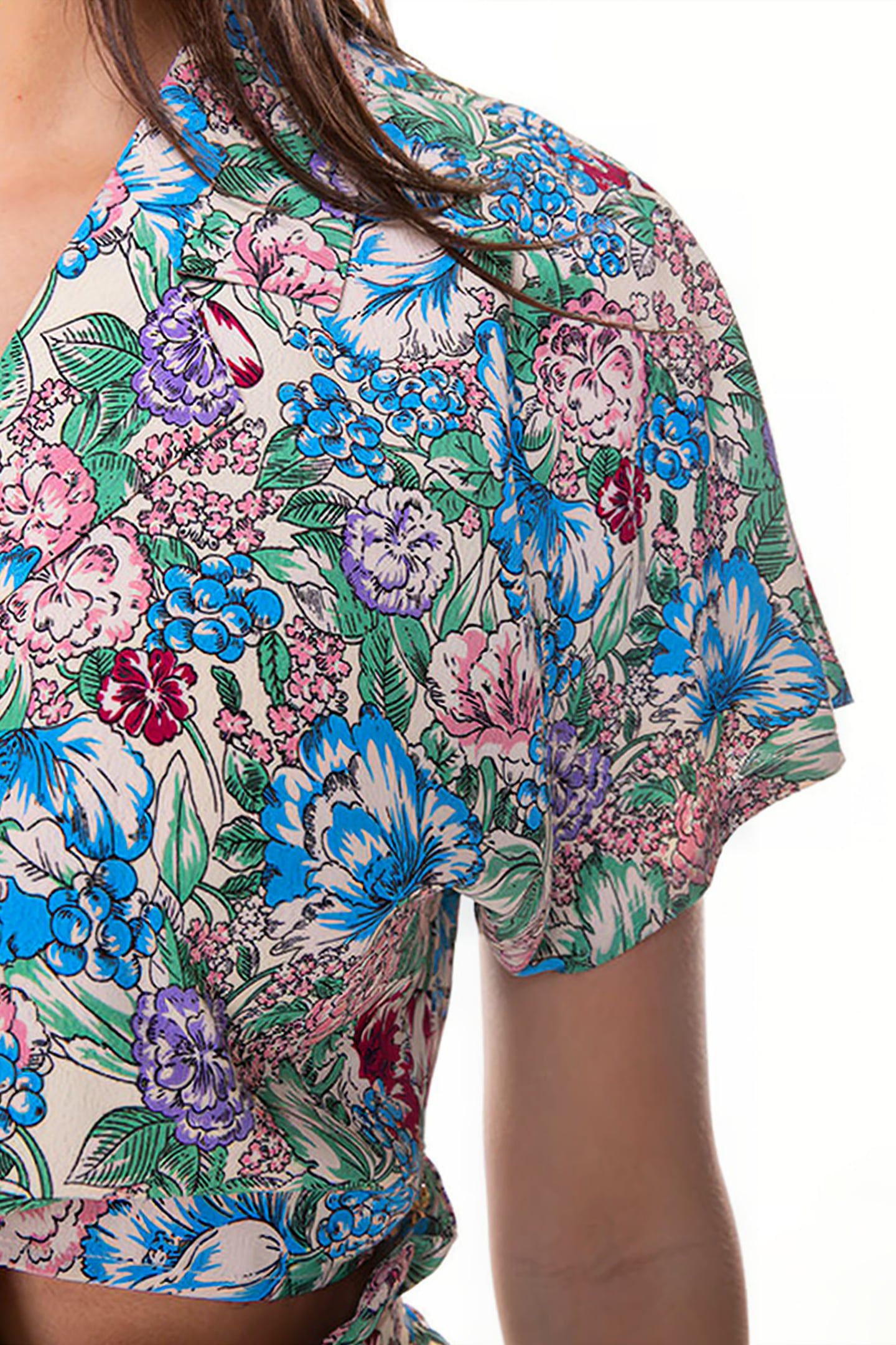 YLIA FLOWER SHORTSLEEVE KNOT BLOUSE WOMEN MULTICOLOR 2