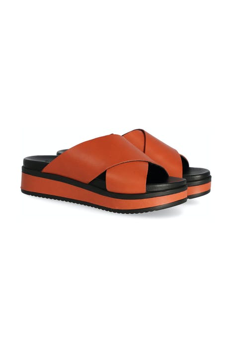 SLIPPER WITH COVERED WEDGE SOFT NAPPA LEATHER BRICK BROWN 3