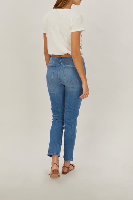 HIGH WAIST FITTED LEG CROPPED MID BLUE 5