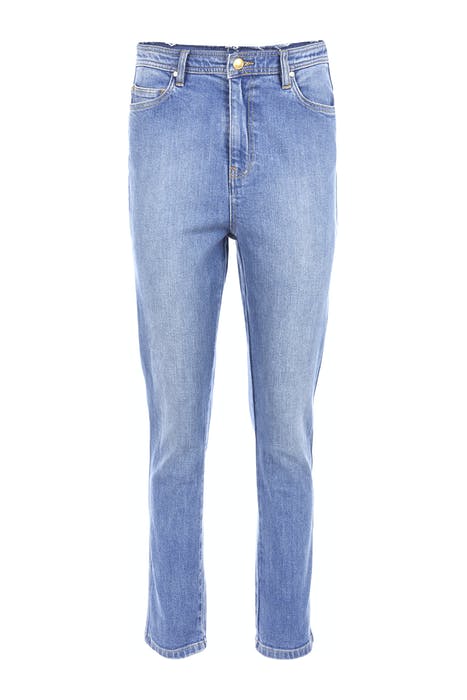 HIGH WAIST FITTED LEG CROPPED MID BLUE 1