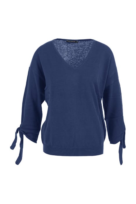 VNECK SWT KNOTTED CUFF BLUE 1