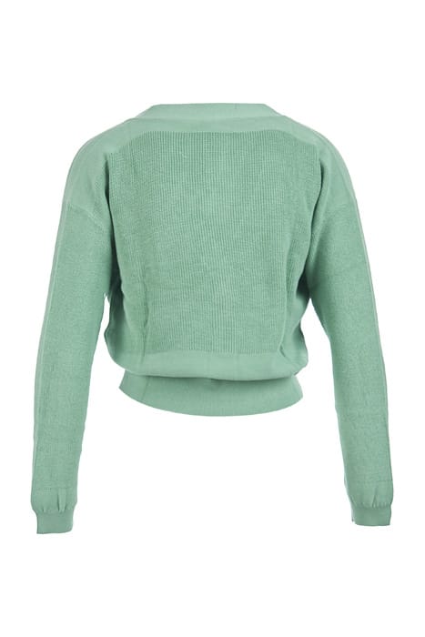 SHORT FANCY V-NECK CARDIGAN GREEN 2