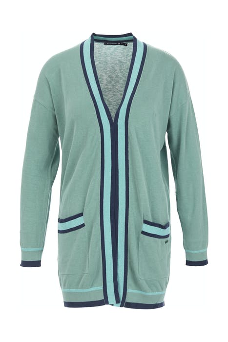 LONG CARDIGAN LS TRICOLOR STR GREEN 4