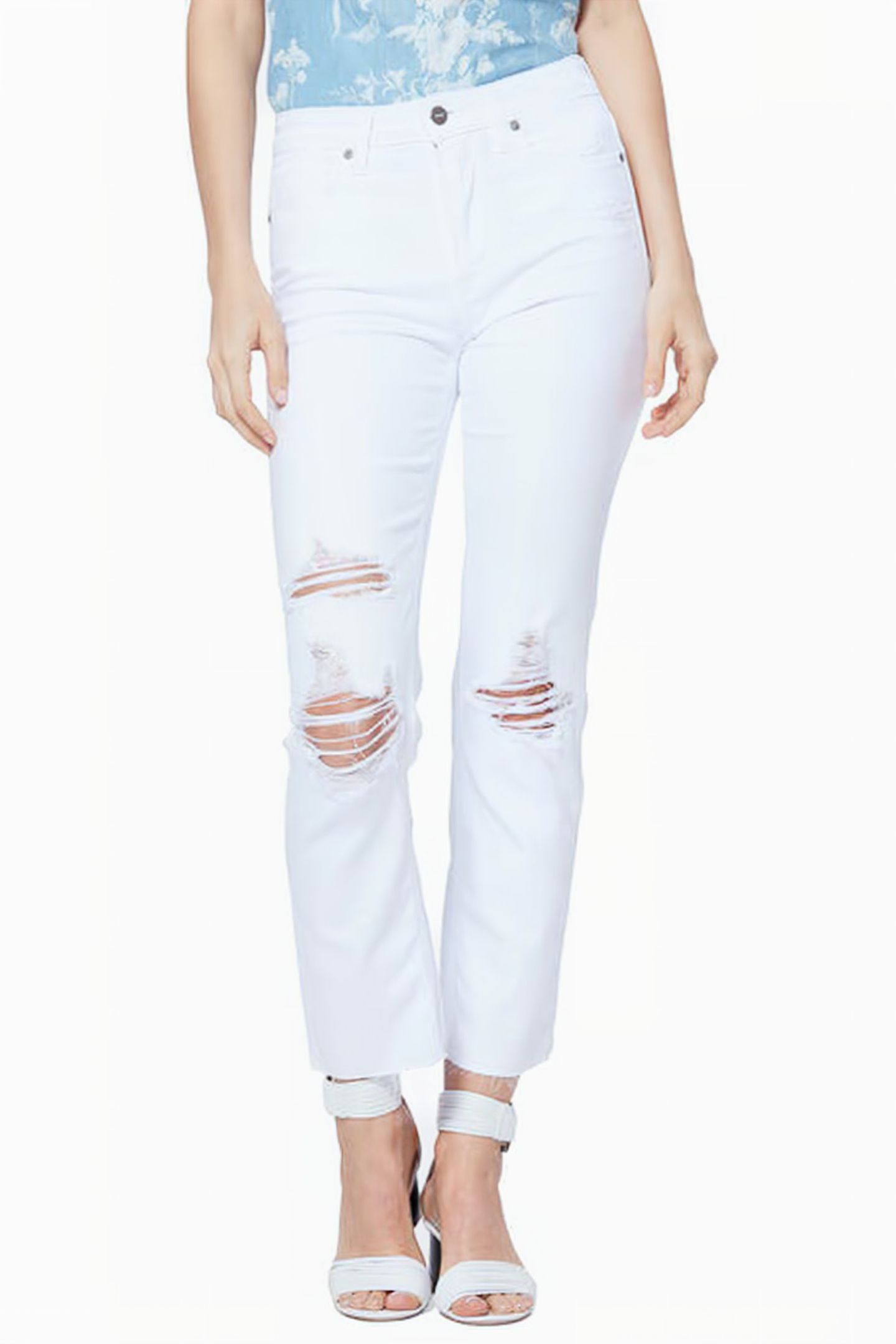 NOELLA STRAIGHT RAW HEM BRILLIANT WHITE DESTRUCTED 1